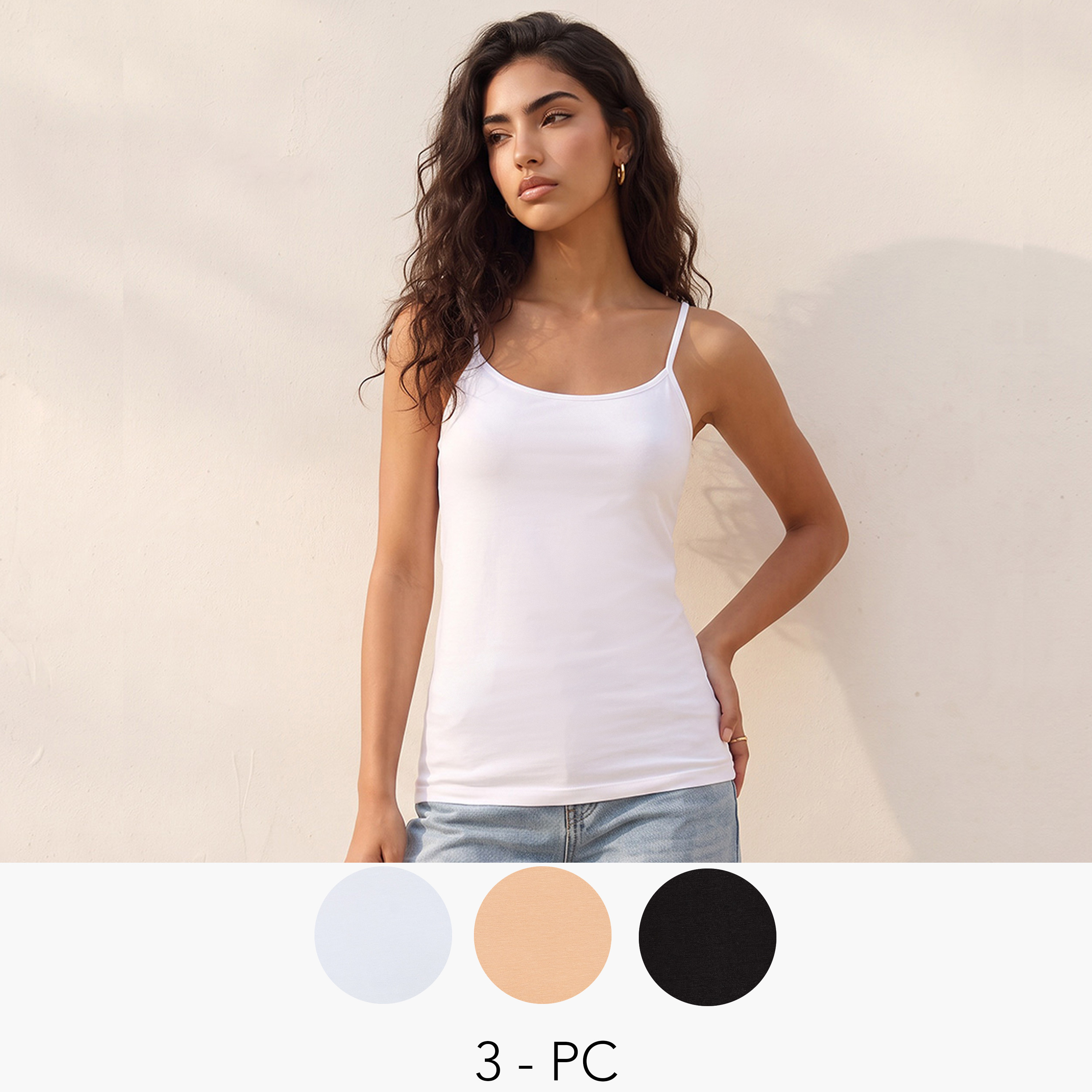 طقم بلوزة تانك 3 قطع بحمالات رفيعة من سبلاش فاف-women-clothing-tshirts-image-1