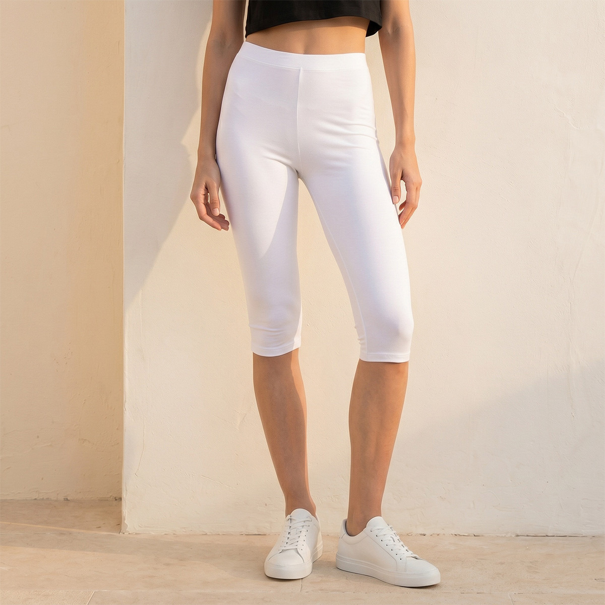 Splash Fav Pack of 2 Elasticated Waist Knee Length Leggings-women-clothing-leggings-image-2