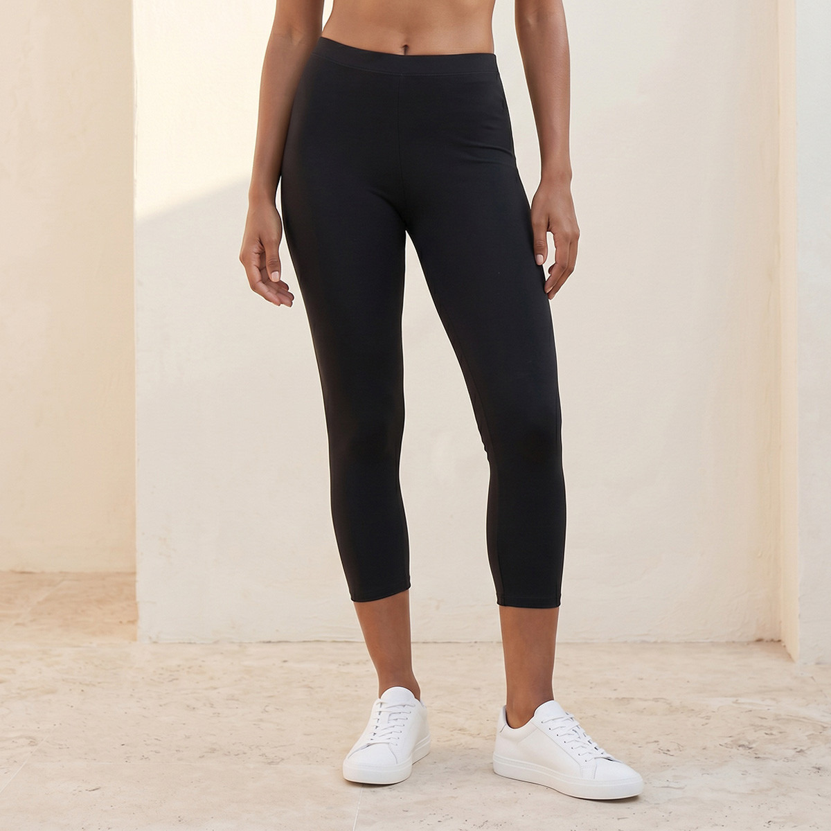 Splash Fav Pack of 2 Elasticated Waist Cropped Leggings-women-clothing-leggings-image-2