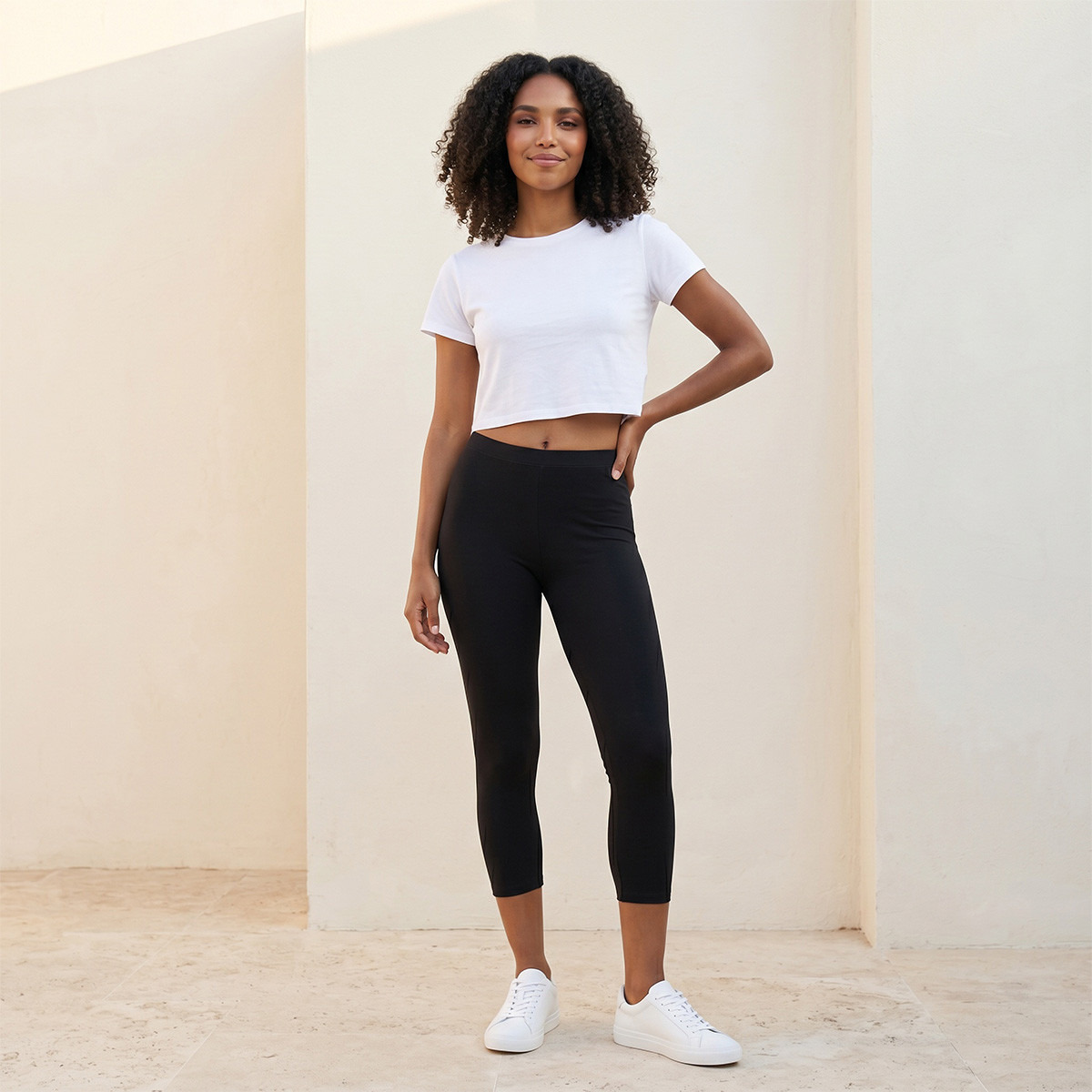 Splash Fav Pack of 2 Elasticated Waist Cropped Leggings-women-clothing-leggings-image-4