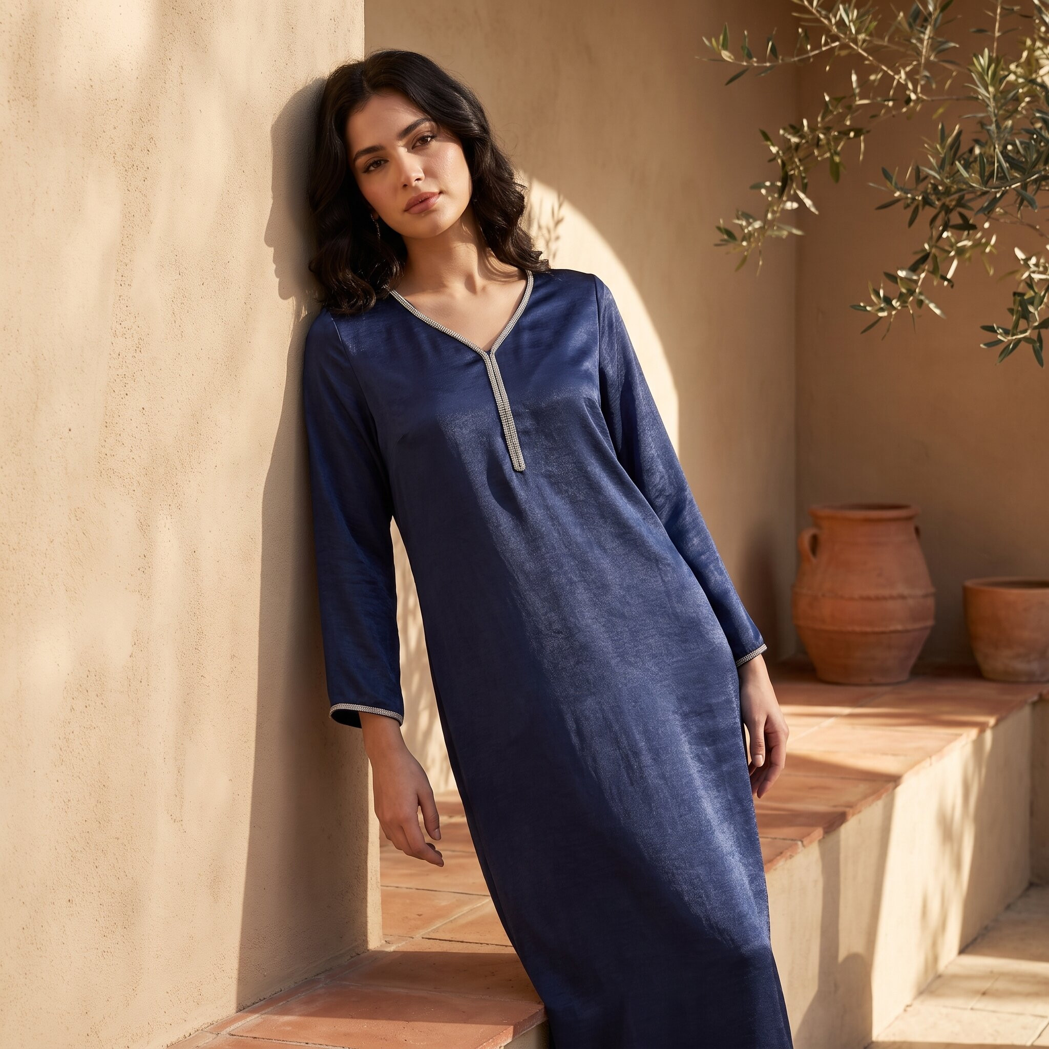 Splash Fav Night Gown Long Sleeves Embellished-women-clothing-nightwear-nighties-image-1