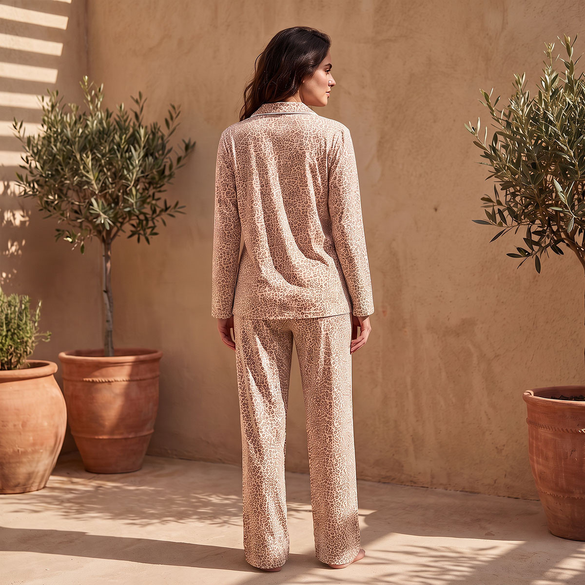 طقم بنطلون بيجاما وقميص بأزرار وطبعات حيوانات من سبلاش فيف-women-clothing-nightwear-pyjamas-longsets-image-3
