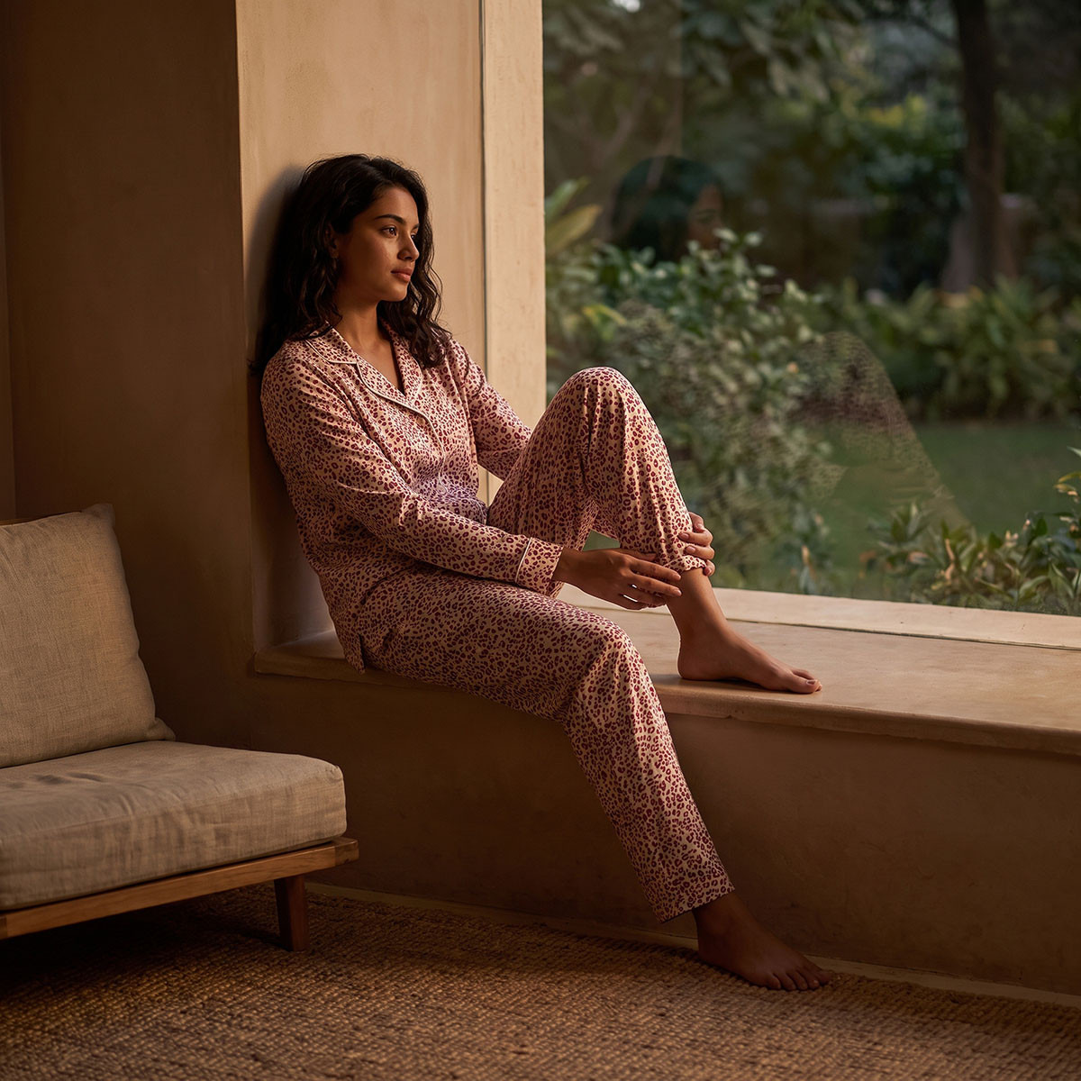 Splash Fav Animal Print Button-Down Shirt and Pyjamas Set-women-clothing-nightwear-pyjamas-longsets-image-1