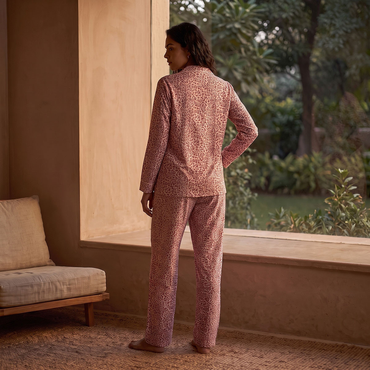 Splash Fav Animal Print Button-Down Shirt and Pyjamas Set-women-clothing-nightwear-pyjamas-longsets-image-3