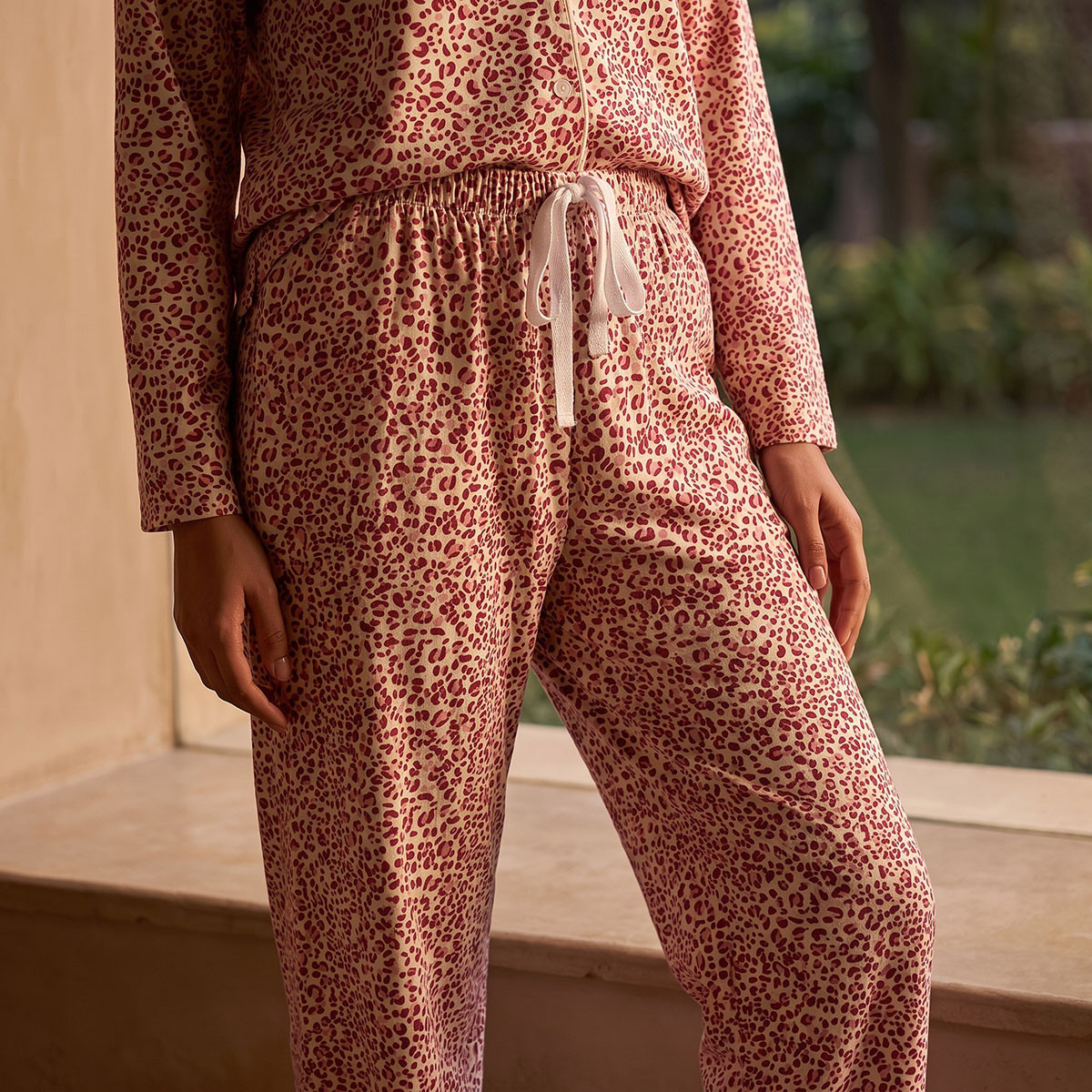 Splash Fav Animal Print Button-Down Shirt and Pyjamas Set-women-clothing-nightwear-pyjamas-longsets-image-7