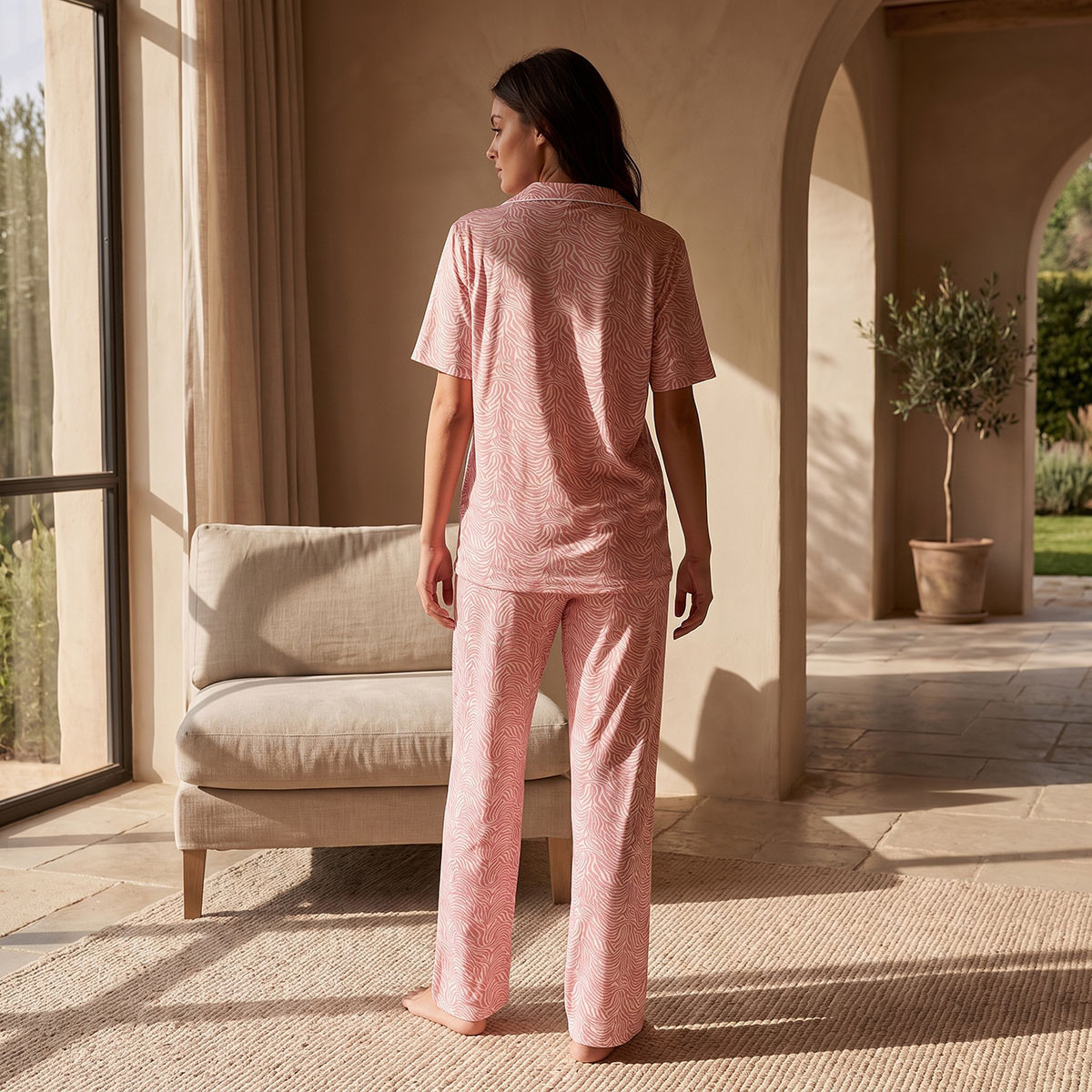 طقم بنطلون بيجاما وقميص بأزرار وطبعات حيوانات من سبلاش فاف-women-clothing-nightwear-pyjamas-longsets-image-3