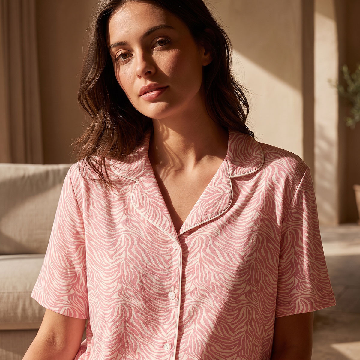 طقم بنطلون بيجاما وقميص بأزرار وطبعات حيوانات من سبلاش فاف-women-clothing-nightwear-pyjamas-longsets-image-6