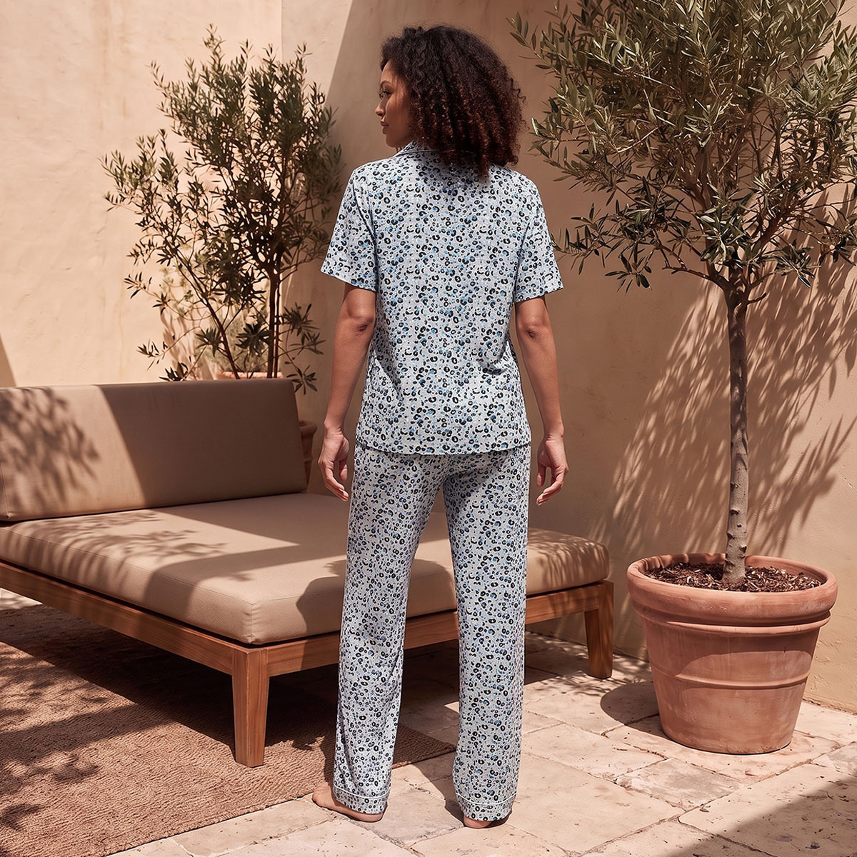 طقم بنطلون بيجاما وقميص بأزرار وطبعات حيوانات من سبلاش فاف-women-clothing-nightwear-pyjamas-longsets-image-3