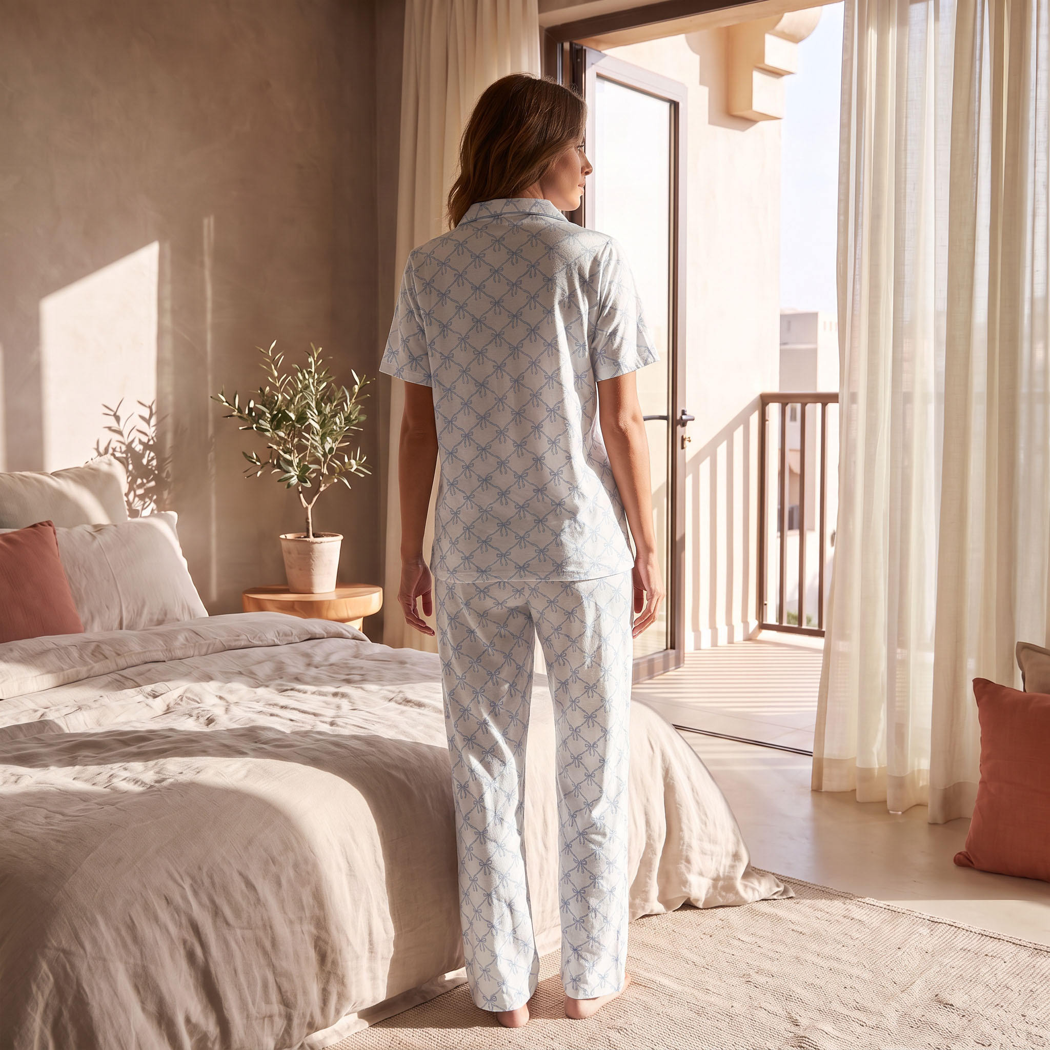 طقم قميص بأزرار وبيجاما بطبعات من فاف من سبلاش-women-clothing-nightwear-pyjamas-longsets-image-2