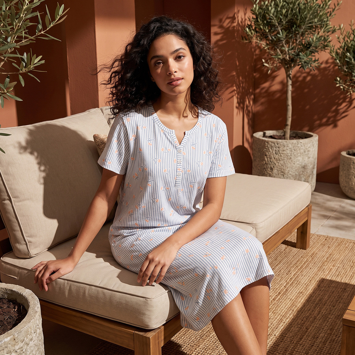 Splash Fav Striped Night Dress-women-clothing-nightwear-nighties-image-1