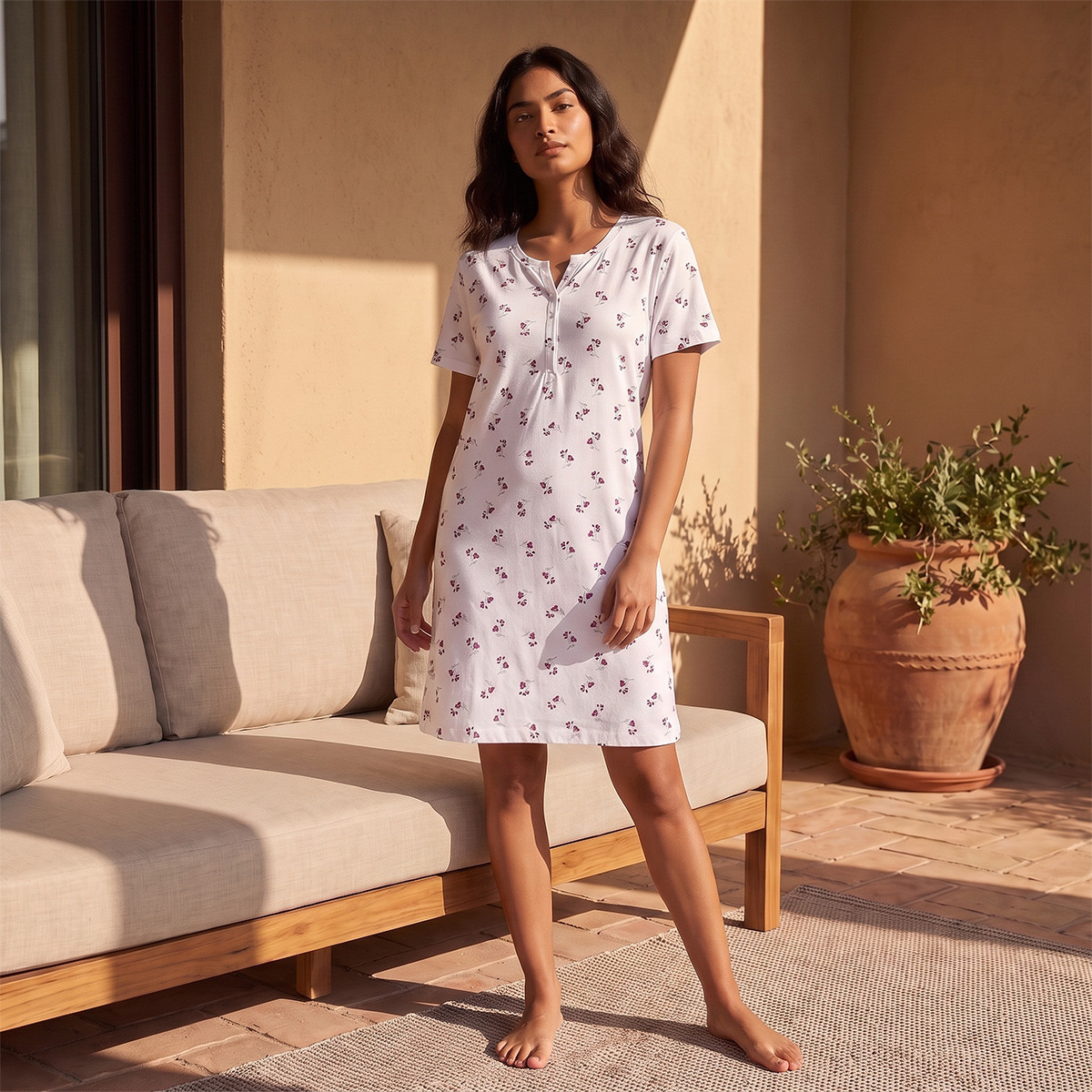 Splash Fav Floral Print Night Dress-women-clothing-nightwear-nighties-image-2