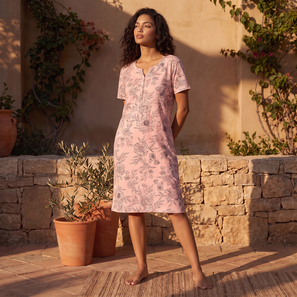 Splash Fav Floral Print Night Dress-women-clothing-nightwear-nighties-image-2