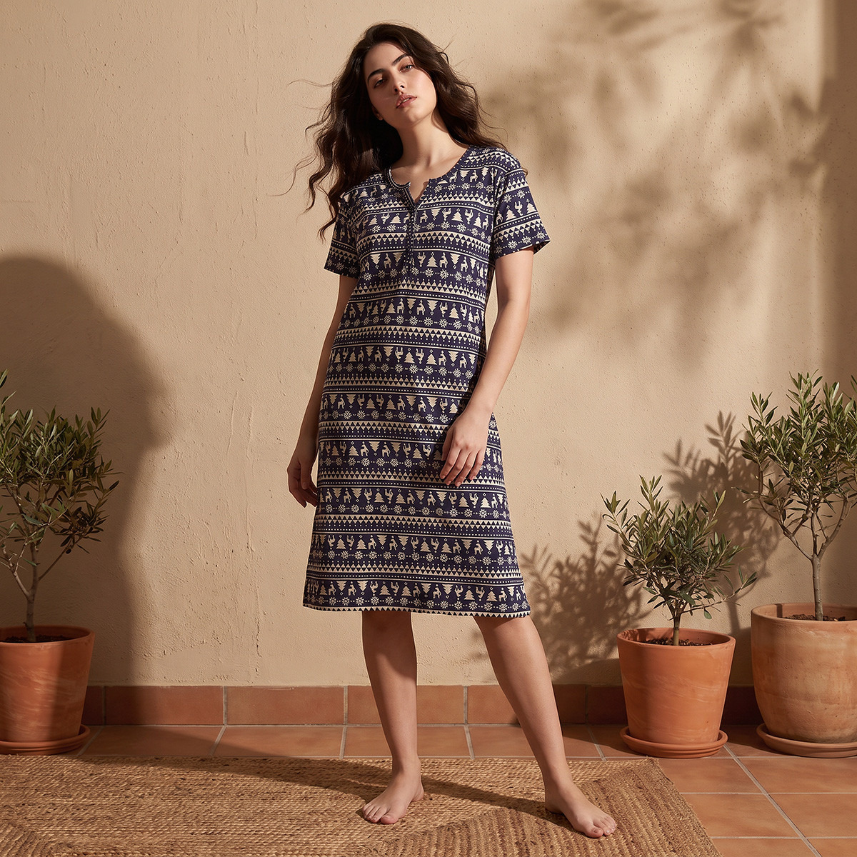 Splash Fav Printed Night Dress-women-clothing-nightwear-nighties-image-2