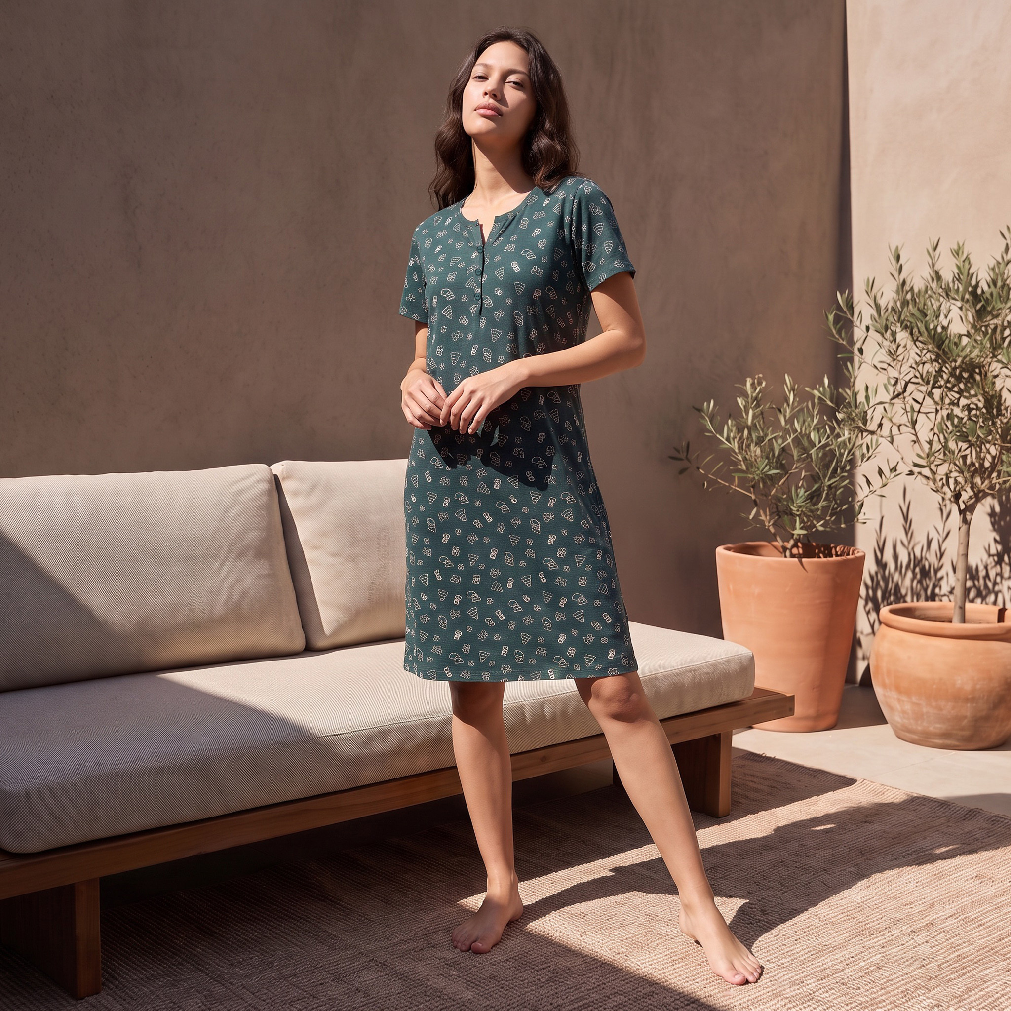 Splash Fav Frestive Print Night Dress-women-clothing-nightwear-nighties-image-2
