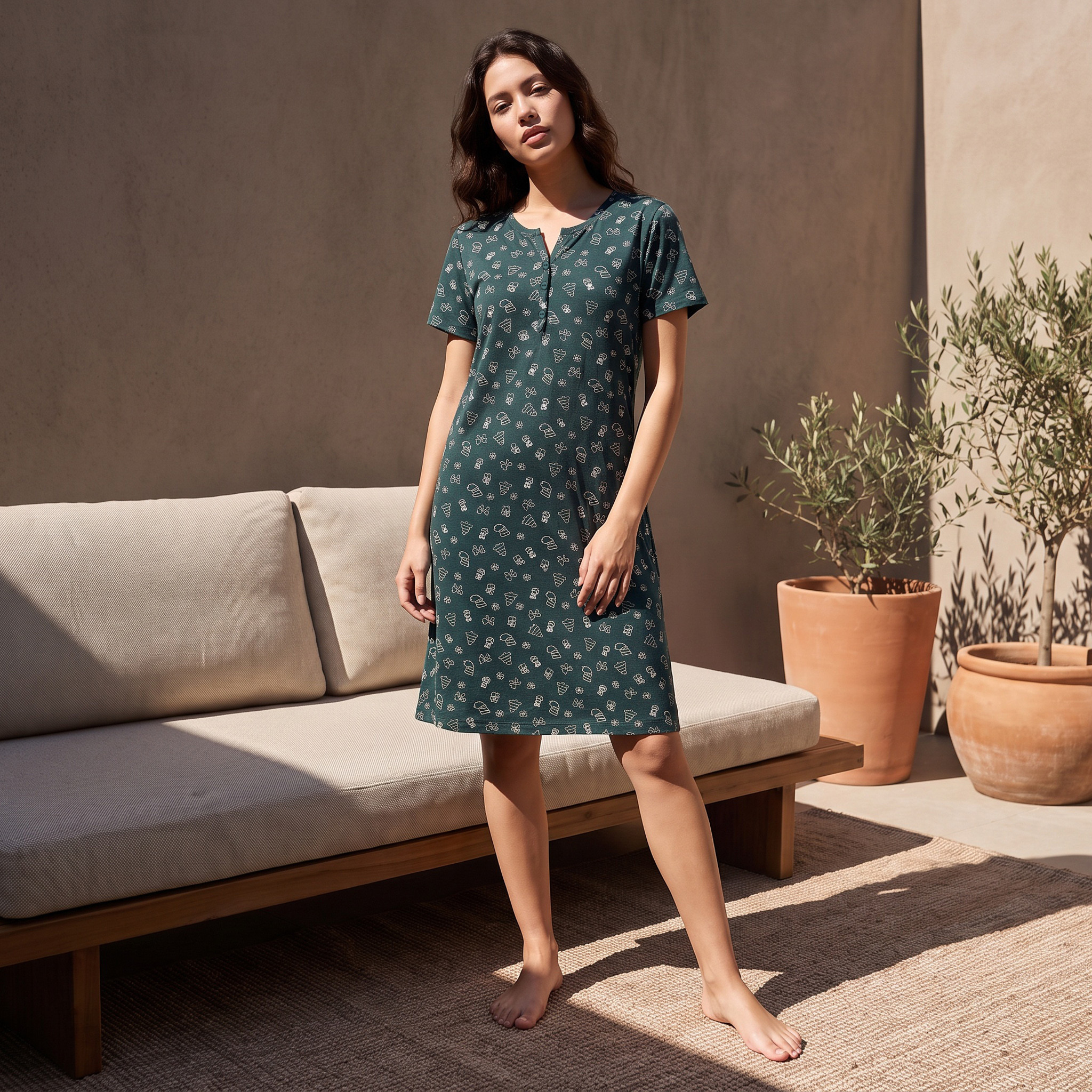 Splash Fav Frestive Print Night Dress-women-clothing-nightwear-nighties-image-4