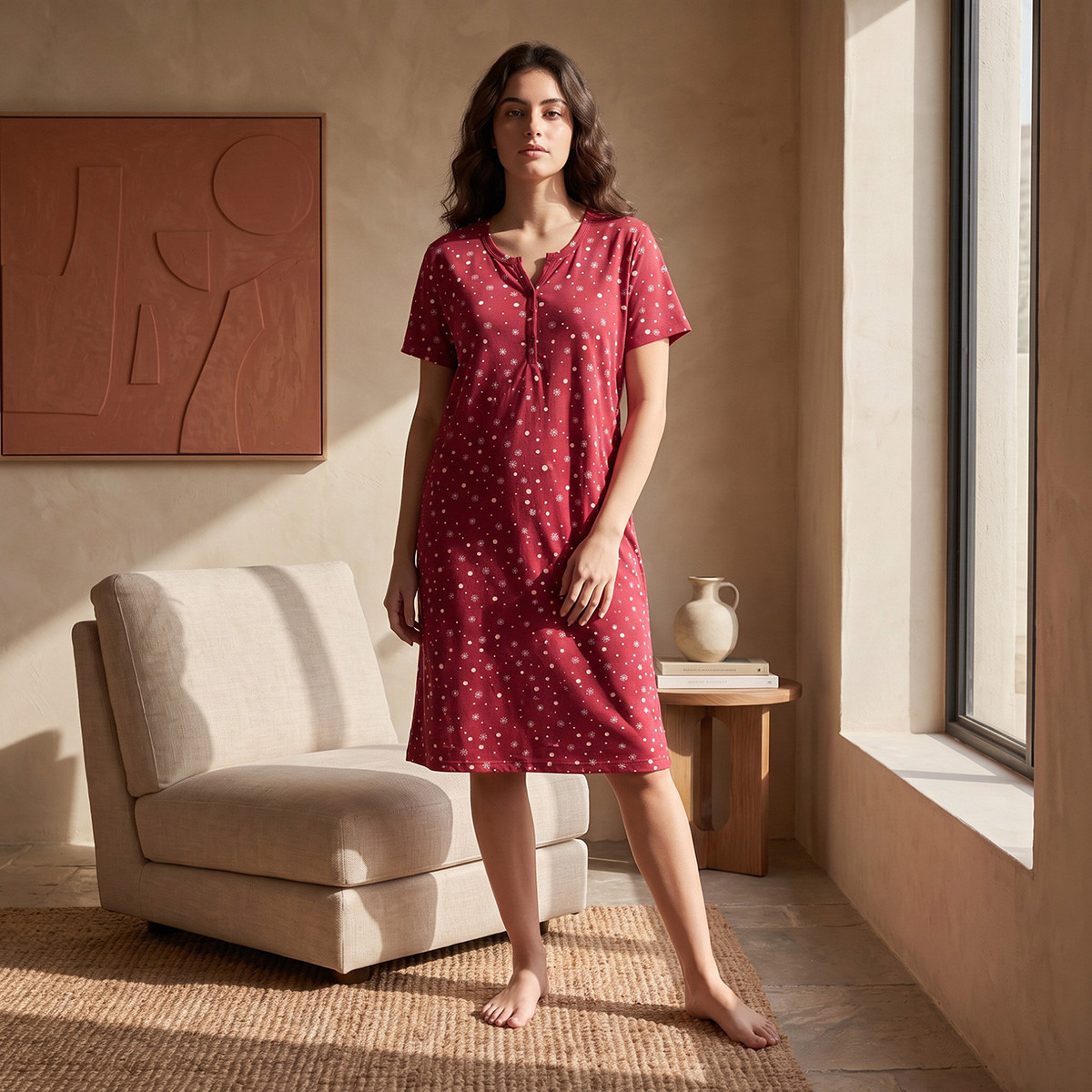 Splash Fav Printed Night Dress-women-clothing-nightwear-nighties-image-1