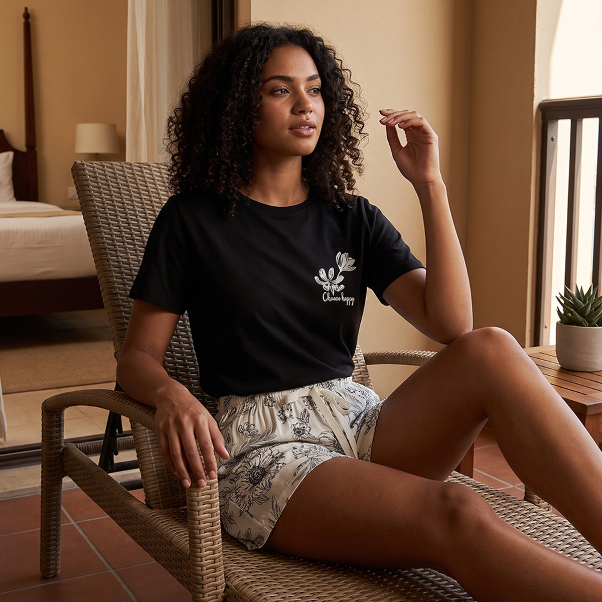 Splash Fav Pyjama Set Floral Print T-shirt & Shorts-women-clothing-nightwear-pyjamas-shortsets-image-1