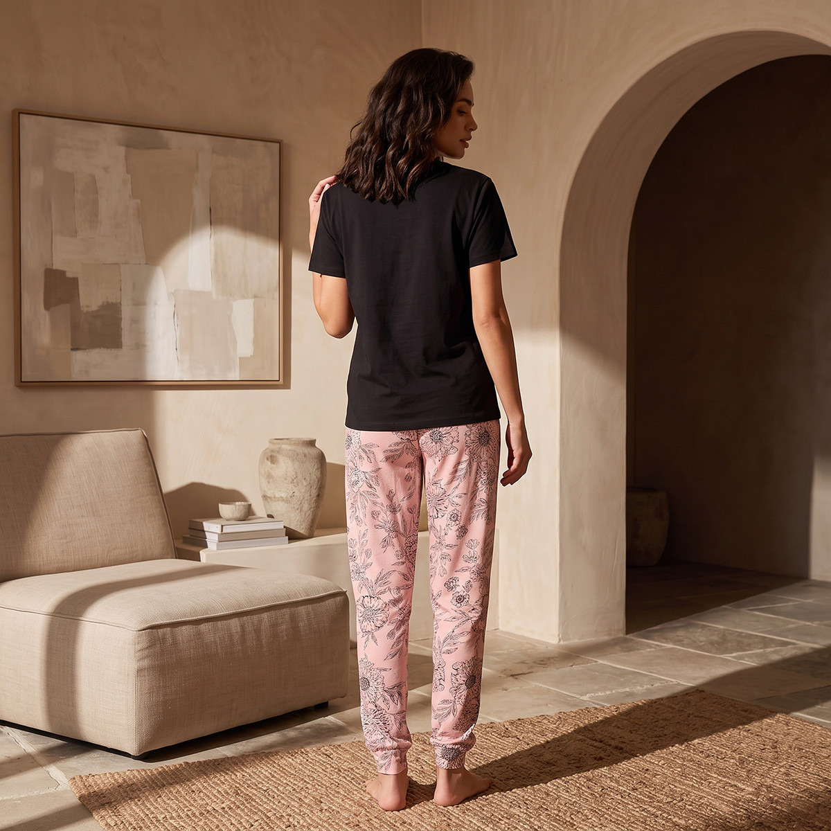 Splash Fav Pyjama Set Floral Print T-shirt & Trousers-women-clothing-nightwear-pyjamas-longsets-image-3