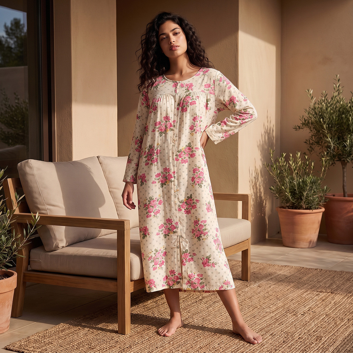 Splash Fav Viscose Floral Print Night Dress-women-clothing-nightwear-nighties-image-2