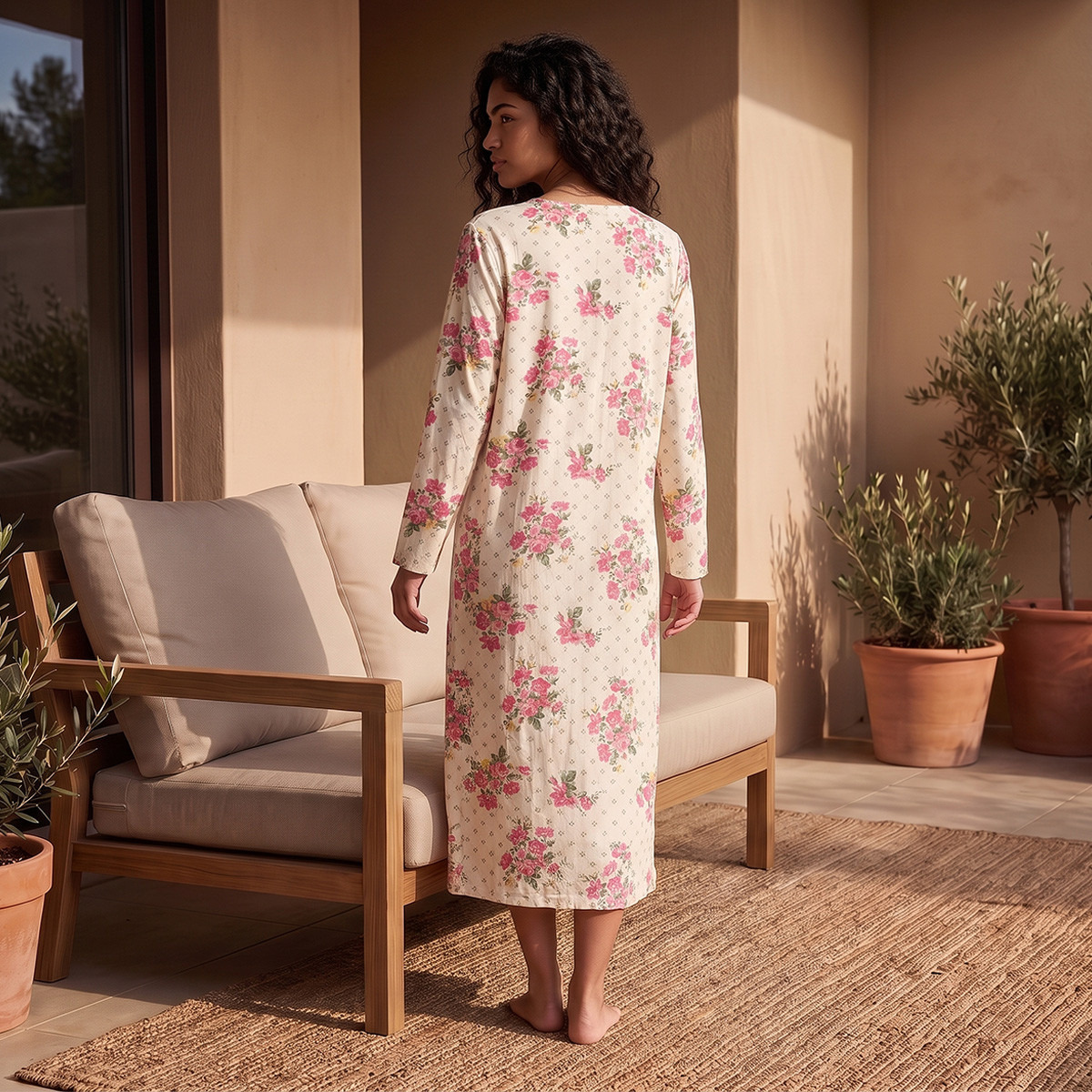 Splash Fav Viscose Floral Print Night Dress-women-clothing-nightwear-nighties-image-3