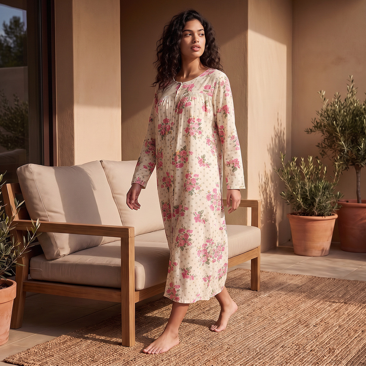 Splash Fav Viscose Floral Print Night Dress-women-clothing-nightwear-nighties-image-4