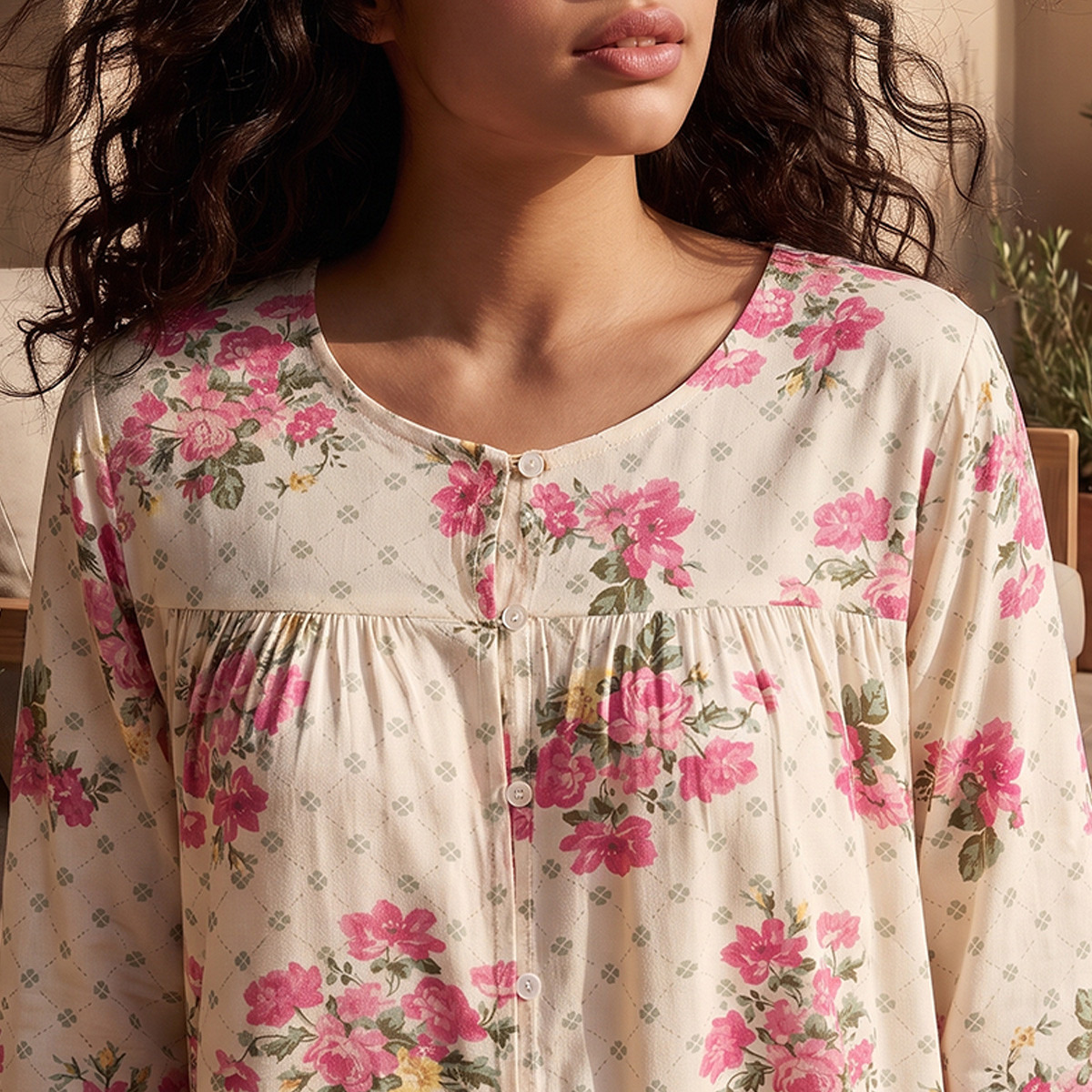 Splash Fav Viscose Floral Print Night Dress-women-clothing-nightwear-nighties-image-5