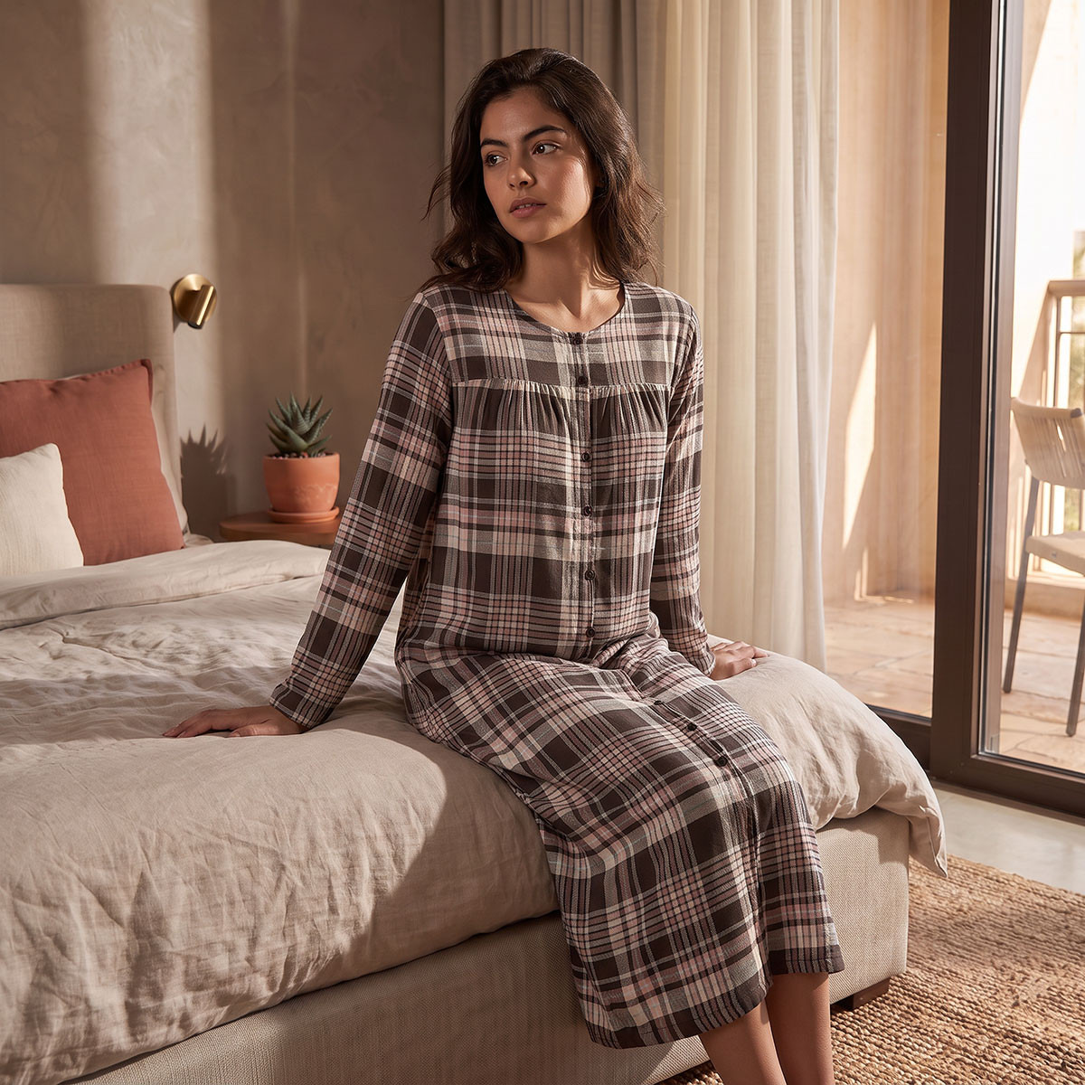 فستان نوم كاروهات فيسكوز من سبلاش فاف-women-clothing-nightwear-nighties-image-1