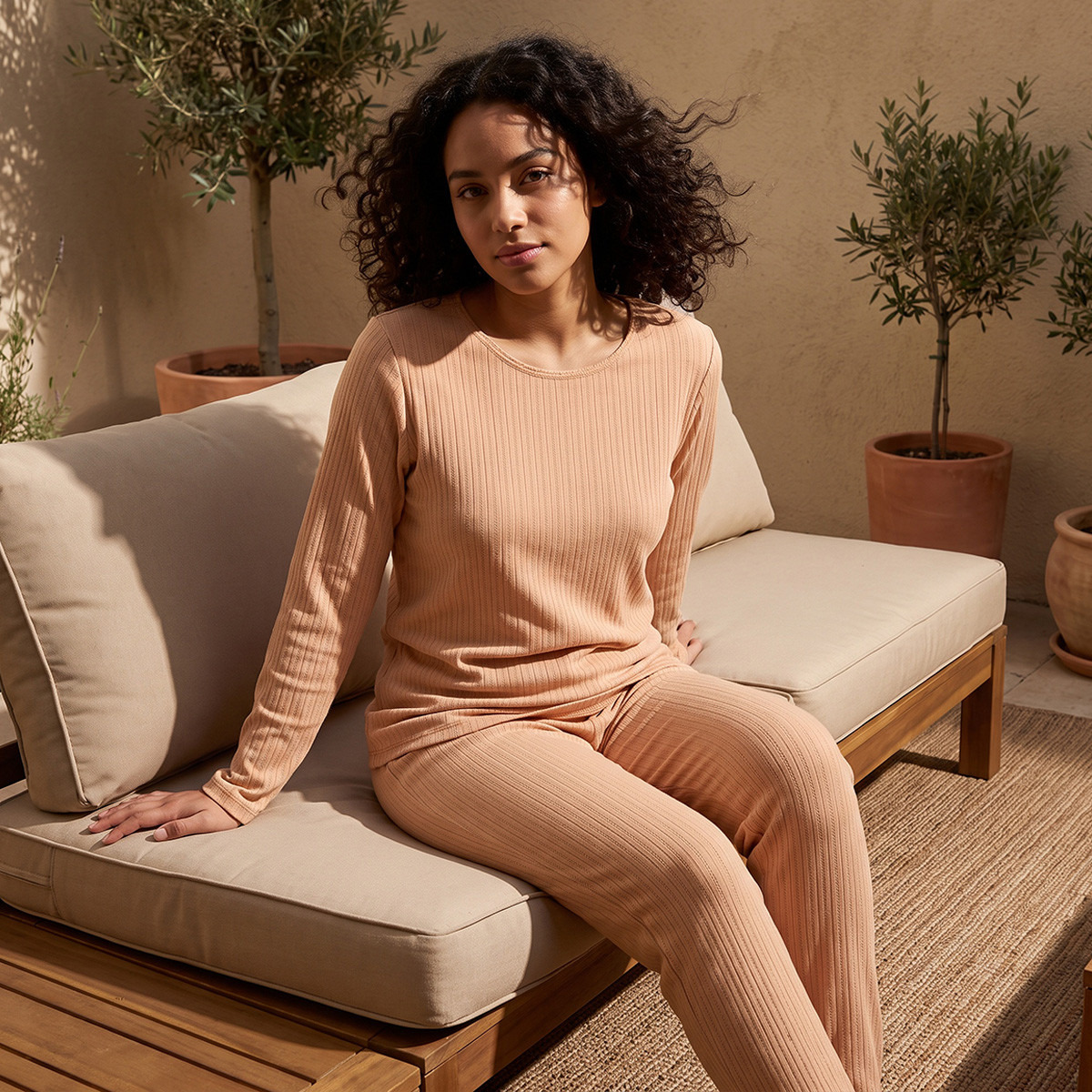 بلوزة حرارية بوانتيل مضلعة من فاف من سبلاش-women-clothing-lingerie-thermals-image-1