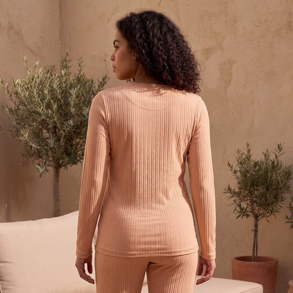 بلوزة حرارية بوانتيل مضلعة من فاف من سبلاش-women-clothing-lingerie-thermals-image-4