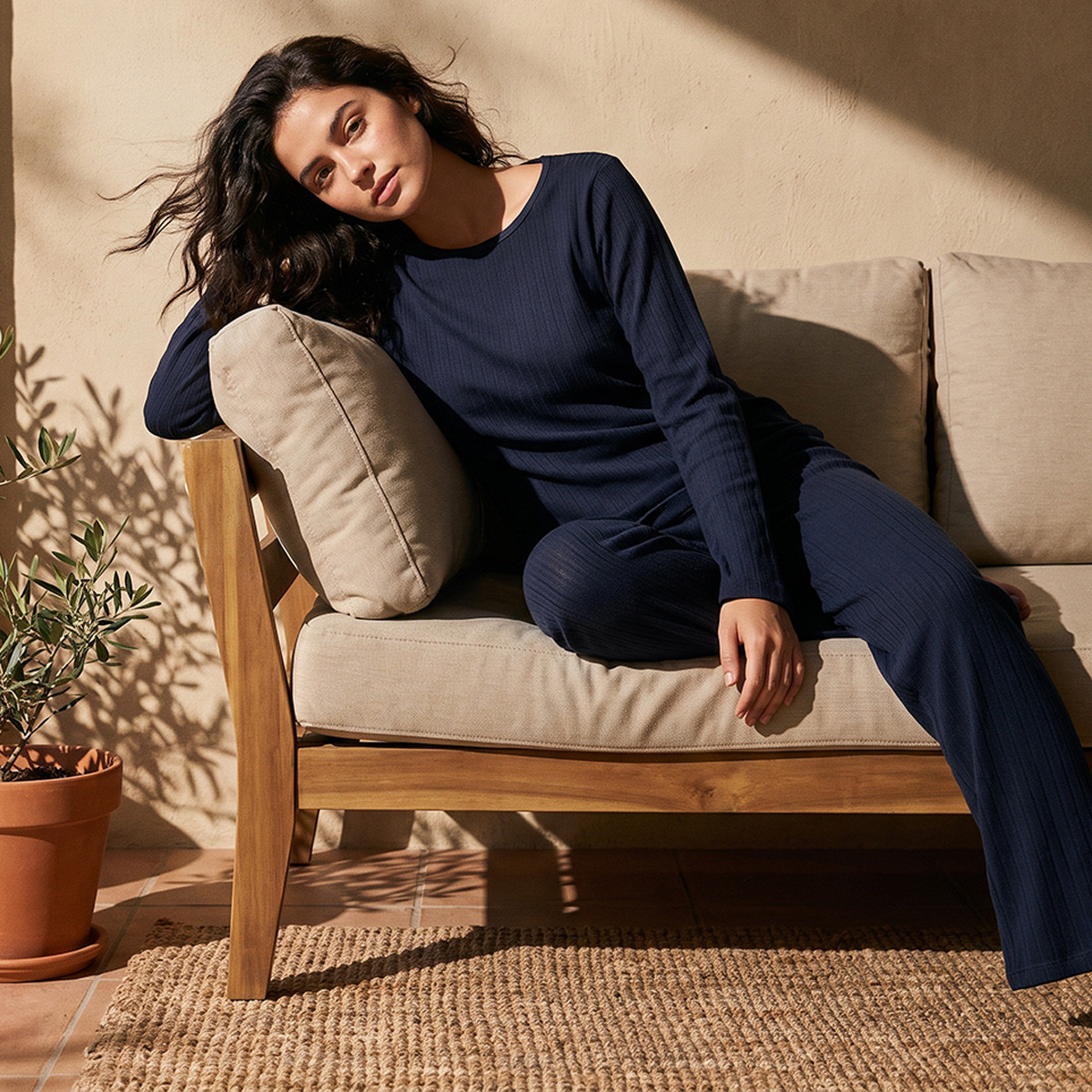 بلوزة حرارية بوانتيل مضلعة من فاف من سبلاش-women-clothing-lingerie-thermals-image-1