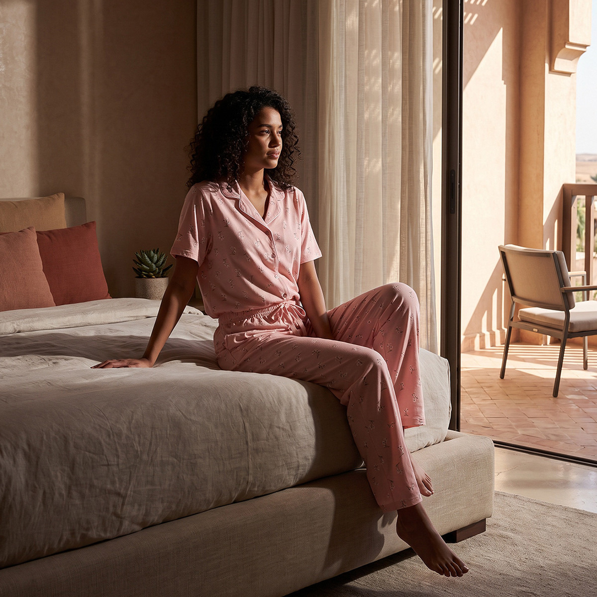 Splash Fav Cotton Floral Print Button-Down Shirt and Pyjama Set-women-clothing-nightwear-pyjamas-longsets-image-1