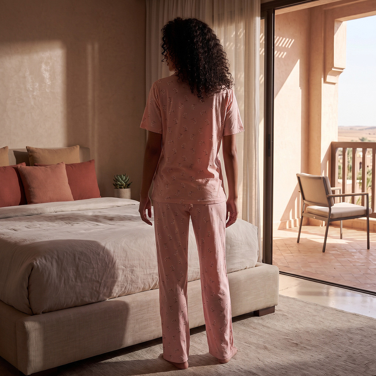 Splash Fav Cotton Floral Print Button-Down Shirt and Pyjama Set-women-clothing-nightwear-pyjamas-longsets-image-3