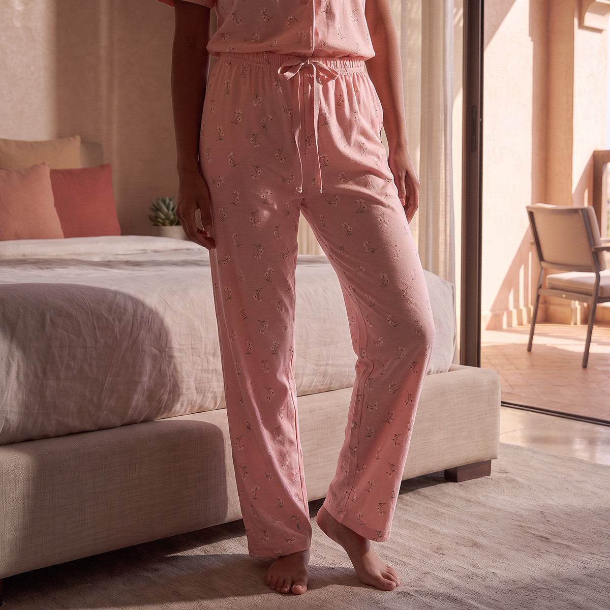 Splash Fav Cotton Floral Print Button-Down Shirt and Pyjama Set-women-clothing-nightwear-pyjamas-longsets-image-5