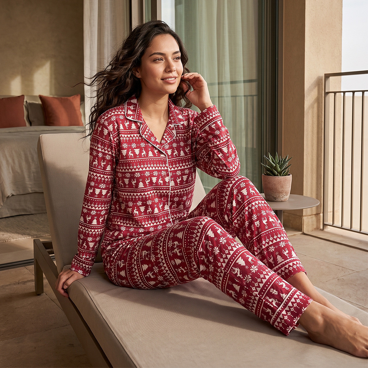 Splash Fav Cotton Printed Button-Down Shirt and Pyjama Set-women-clothing-nightwear-pyjamas-longsets-image-1