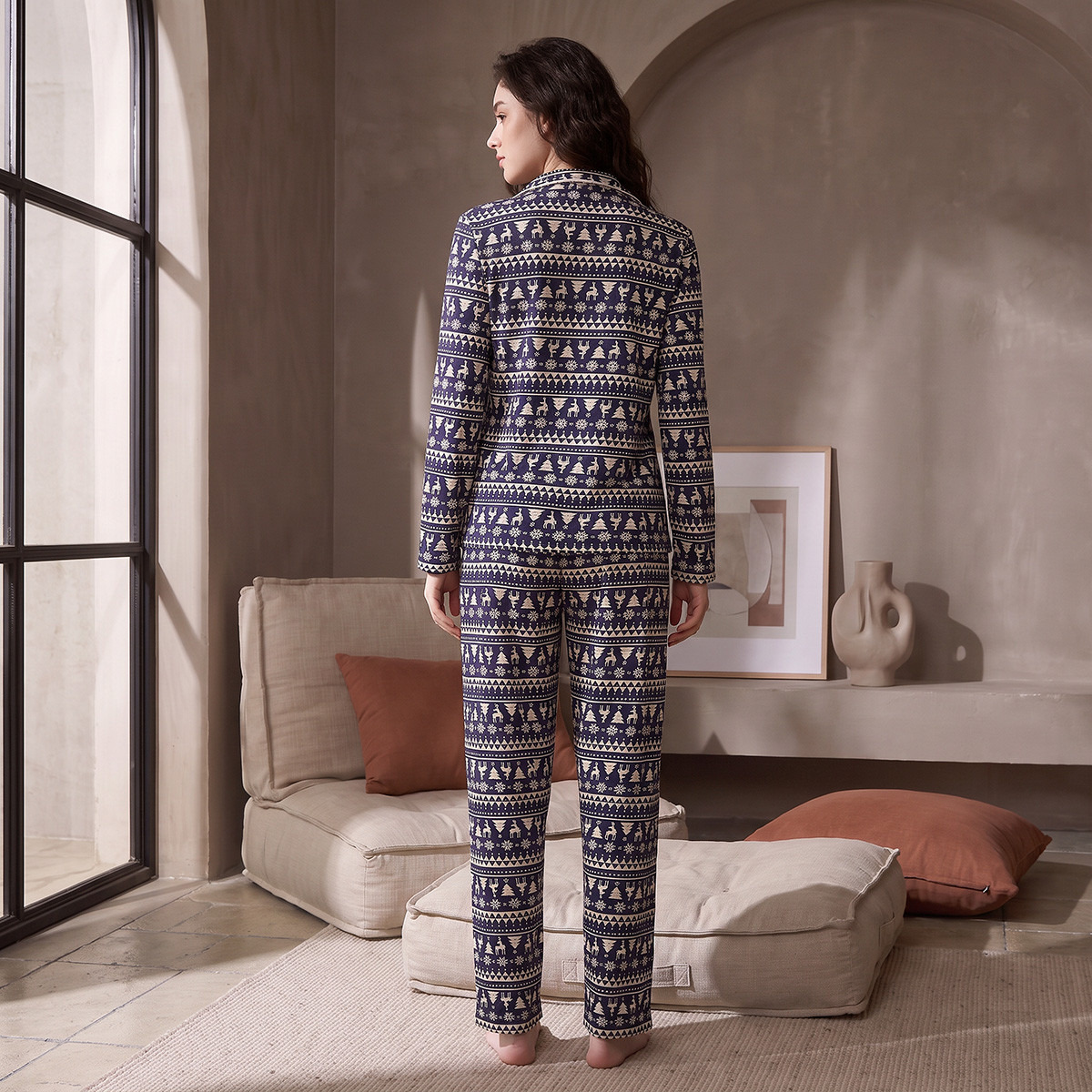 Splash Fav Cotton Printed Button-Down Shirt and Pyjama Set-women-clothing-nightwear-pyjamas-longsets-image-3