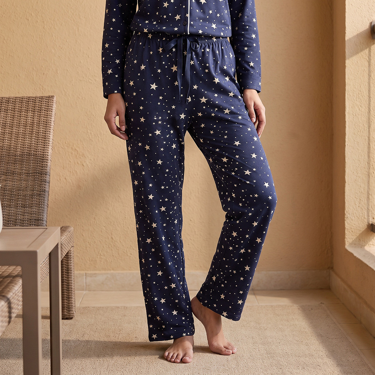 طقم بيجاما قميص وبنطلون قطن بطبعات من سبلاش فيف-women-clothing-nightwear-pyjamas-longsets-image-5