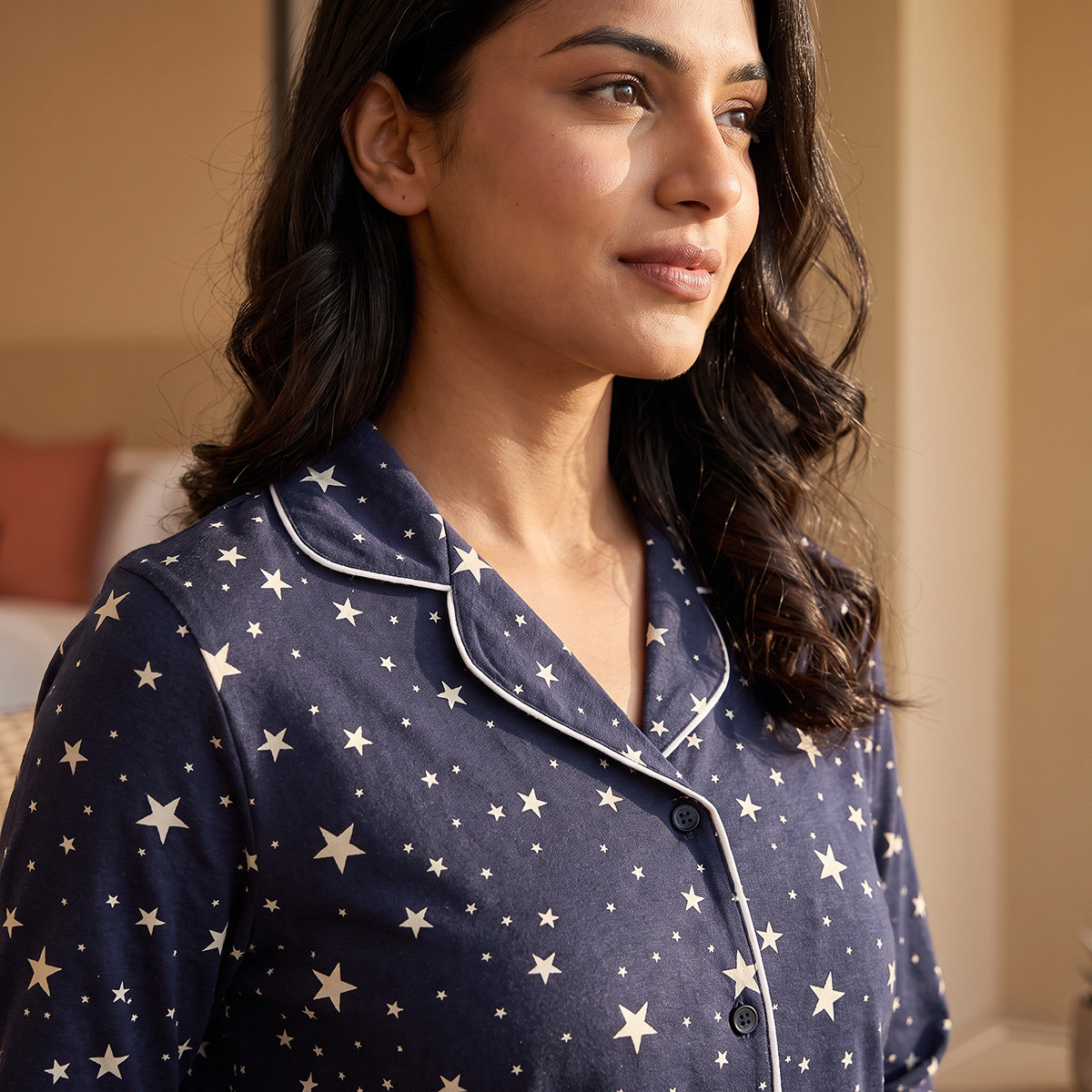 طقم بيجاما قميص وبنطلون قطن بطبعات من سبلاش فيف-women-clothing-nightwear-pyjamas-longsets-image-6