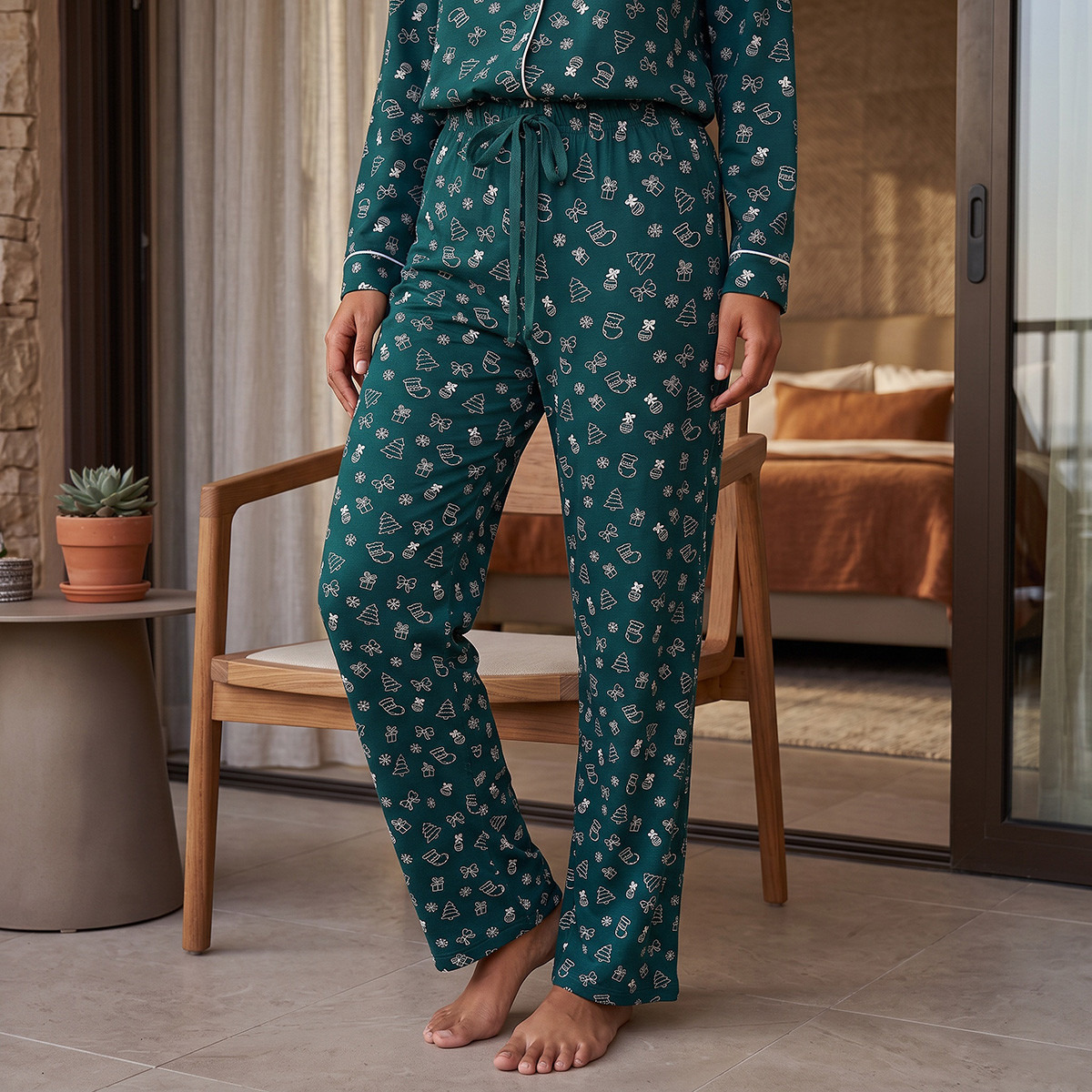 Splash Fav Cotton Printed Button-Down Shirt and Pyjama Set-women-clothing-nightwear-pyjamas-longsets-image-4
