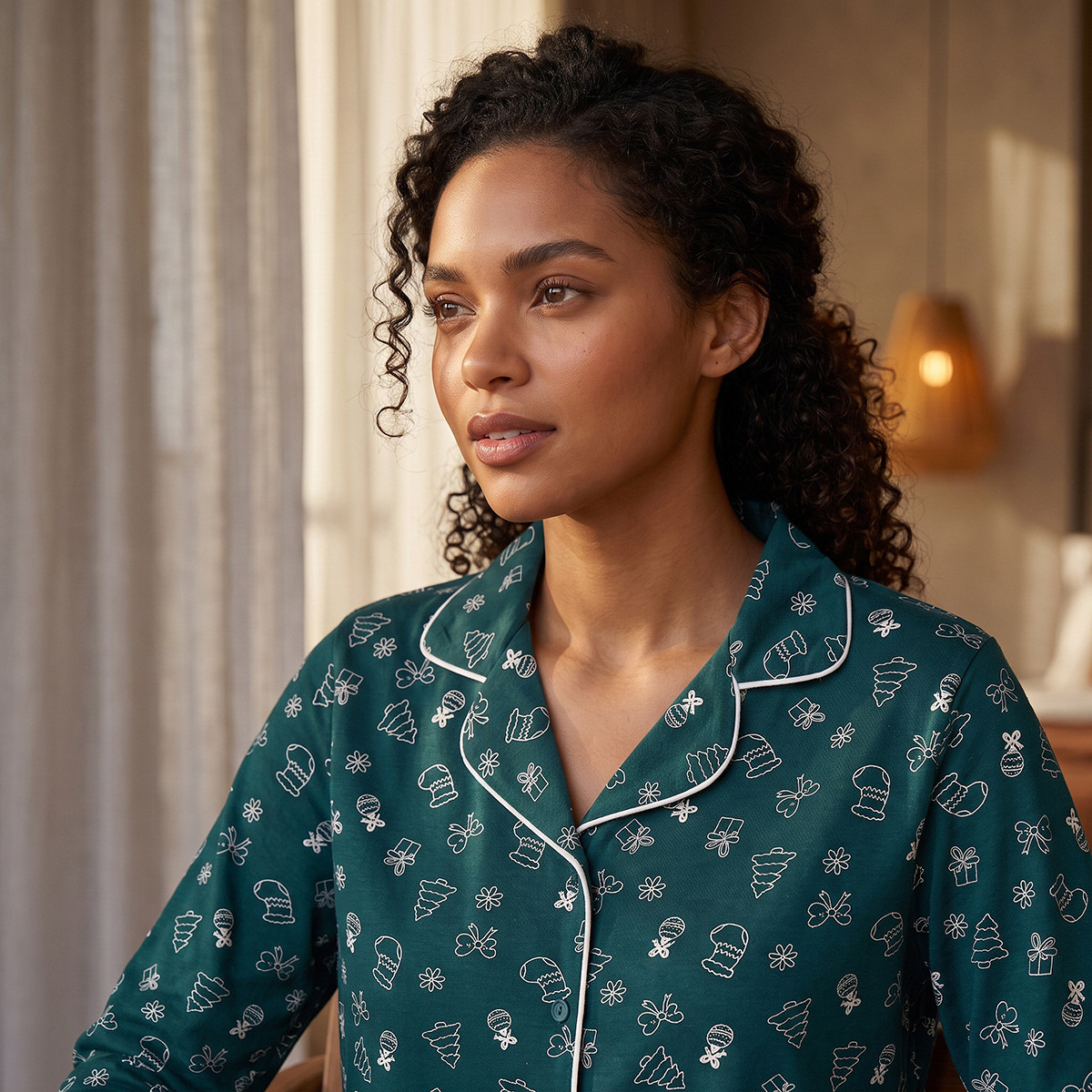 Splash Fav Cotton Printed Button-Down Shirt and Pyjama Set-women-clothing-nightwear-pyjamas-longsets-image-5