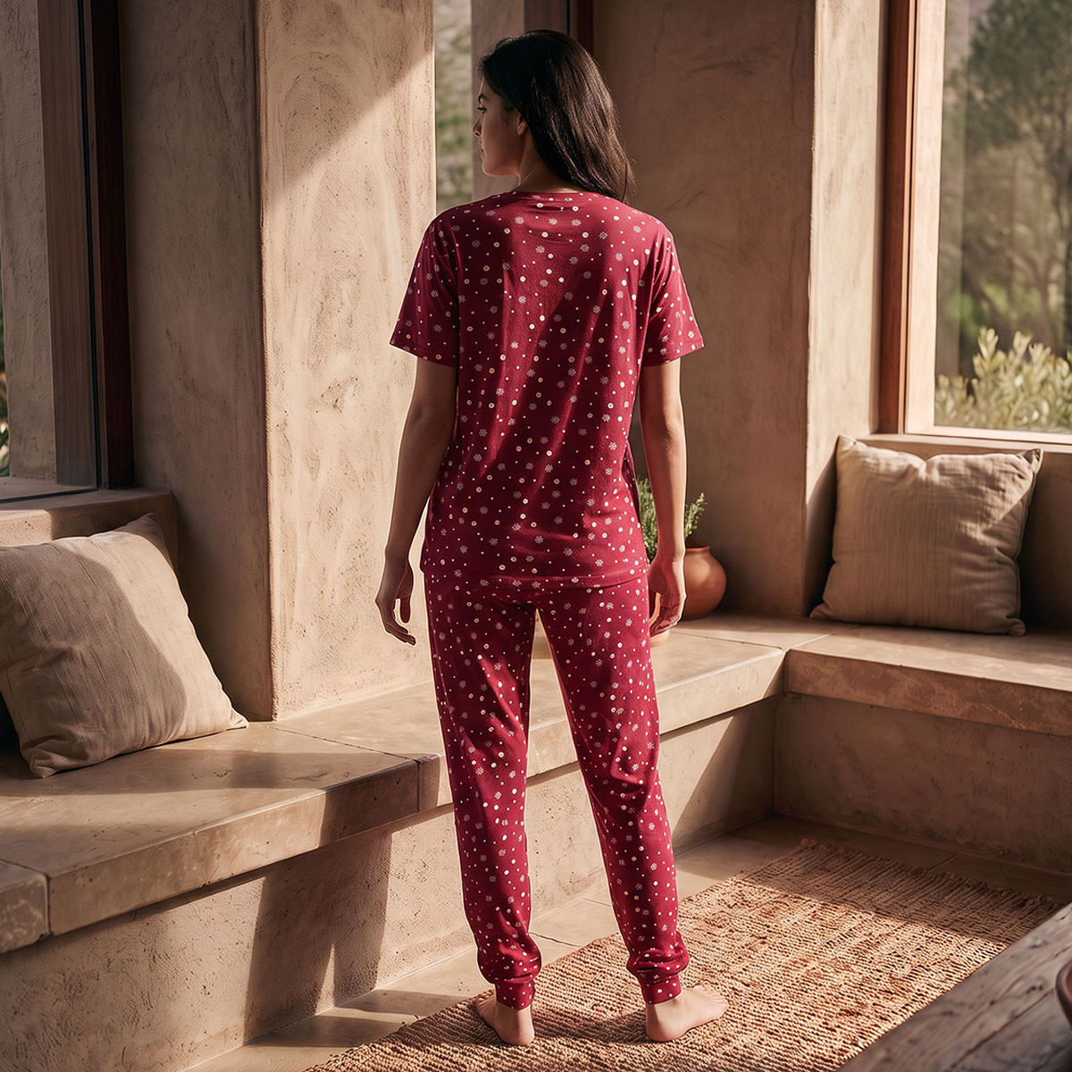 Splash Fav Printed Crew Neck T-shirt and Pyjamas Set-women-clothing-nightwear-pyjamas-longsets-image-3