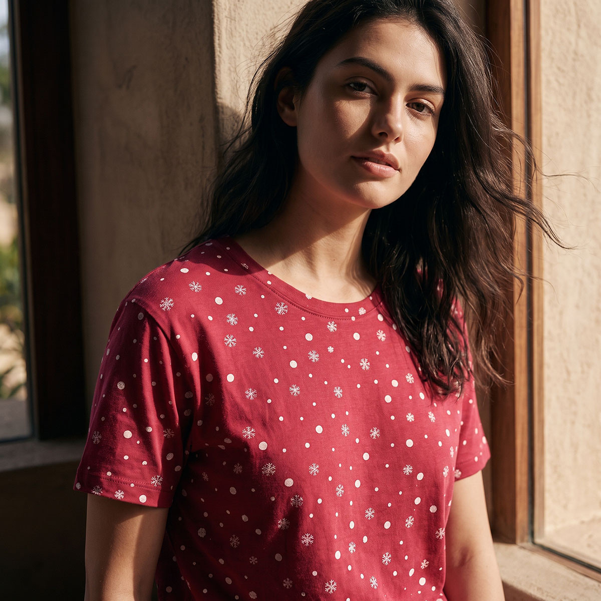 Splash Fav Printed Crew Neck T-shirt and Pyjamas Set-women-clothing-nightwear-pyjamas-longsets-image-6