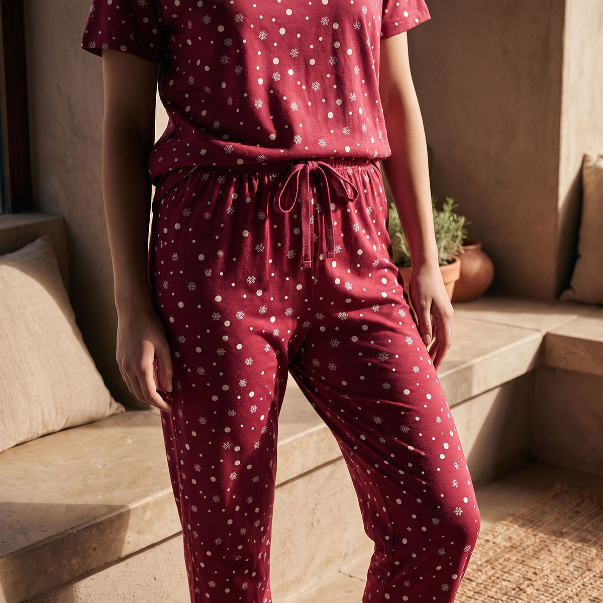 Splash Fav Printed Crew Neck T-shirt and Pyjamas Set-women-clothing-nightwear-pyjamas-longsets-image-7
