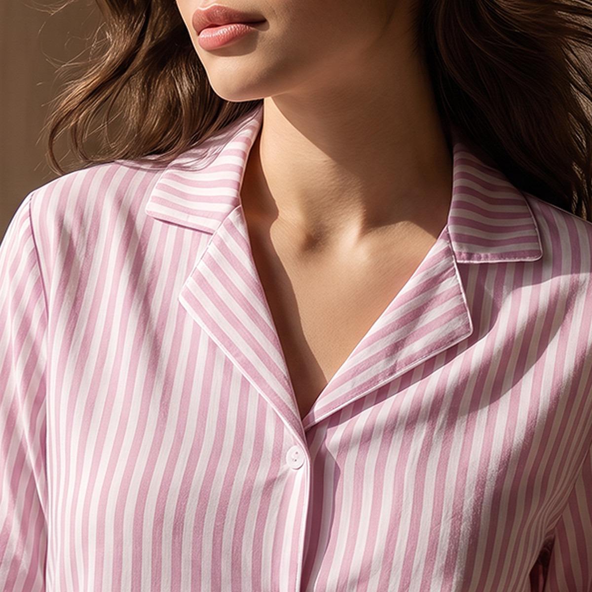 Splash Fav Striped Button-Down Shirt and Pyjama Set-women-clothing-nightwear-pyjamas-longsets-image-6