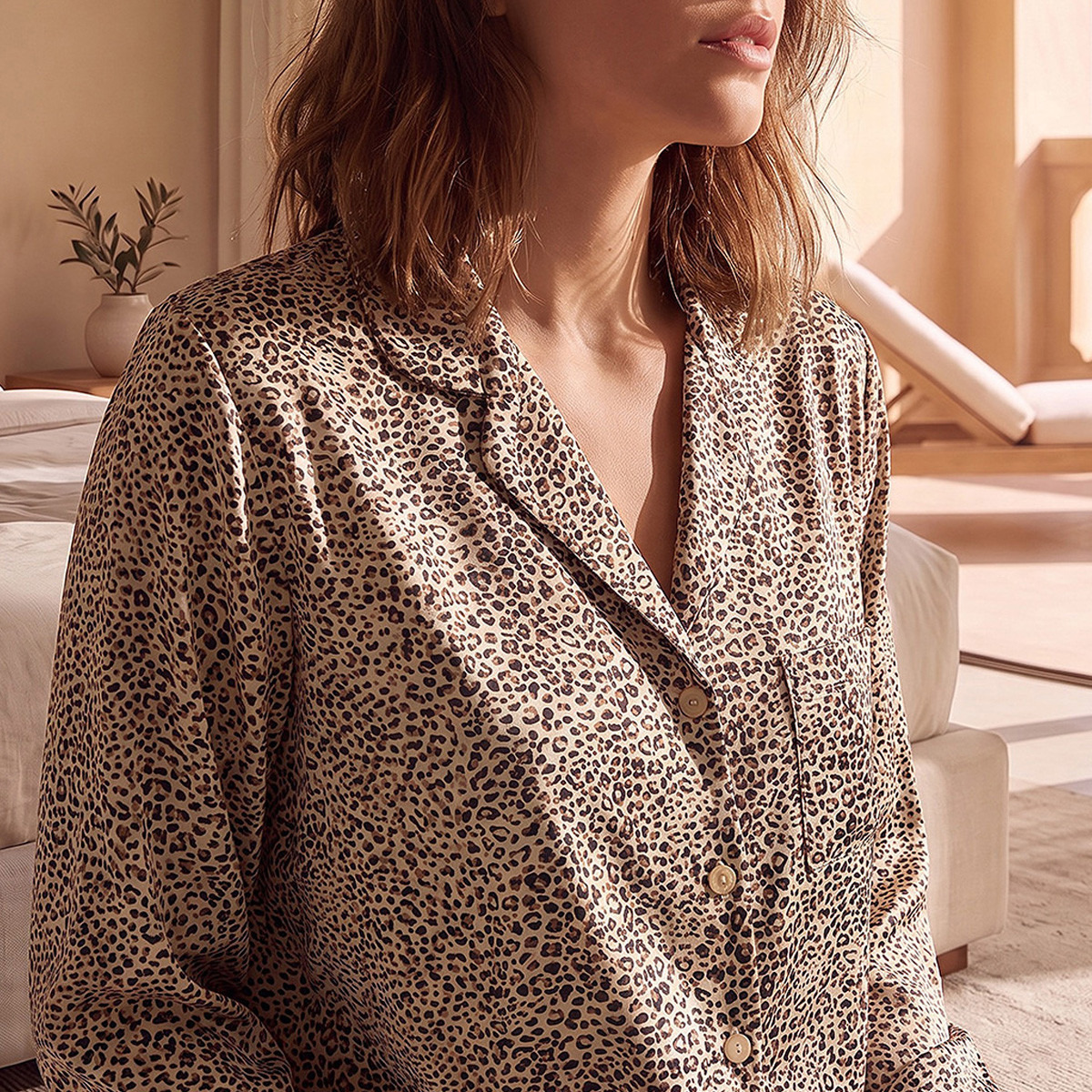طقم قميص وبنطلون بيجاما بطبعات حيوانات من سبلاش فاف-women-clothing-nightwear-pyjamas-longsets-image-6