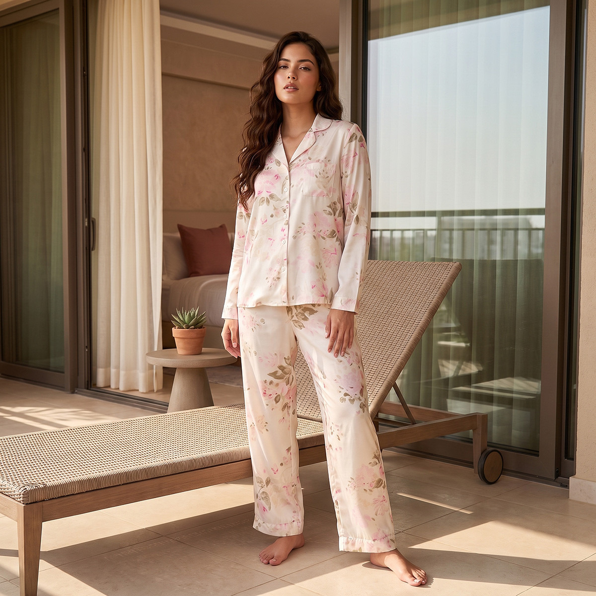 طقم قميص وبنطلون بيجاما بطبعات زهرية من سبلاش فاف-women-clothing-nightwear-pyjamas-longsets-image-2