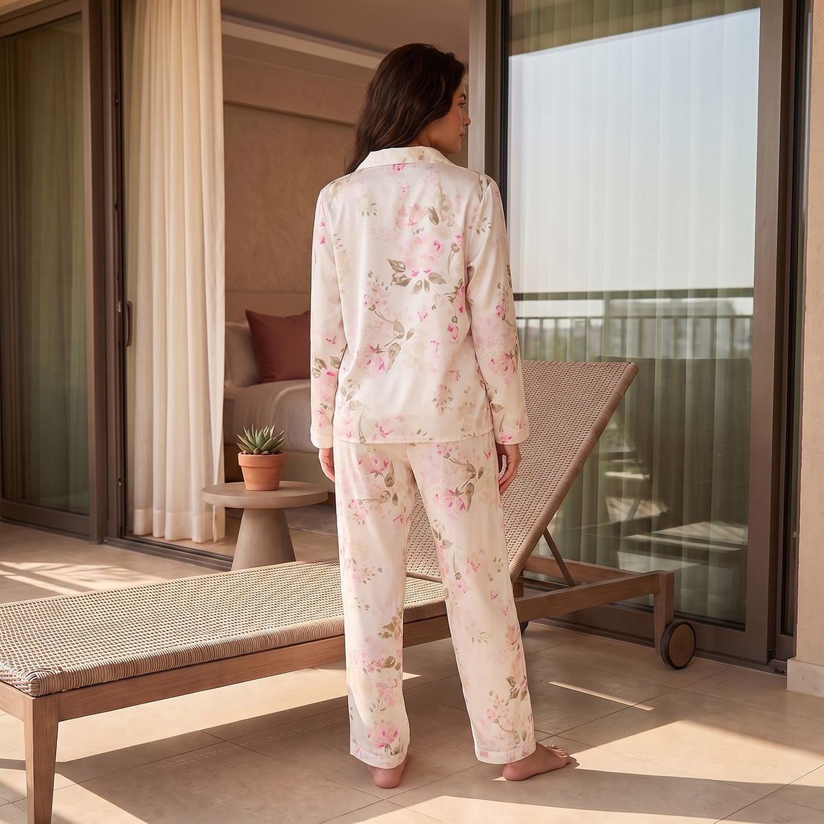 طقم قميص وبنطلون بيجاما بطبعات زهرية من سبلاش فاف-women-clothing-nightwear-pyjamas-longsets-image-3