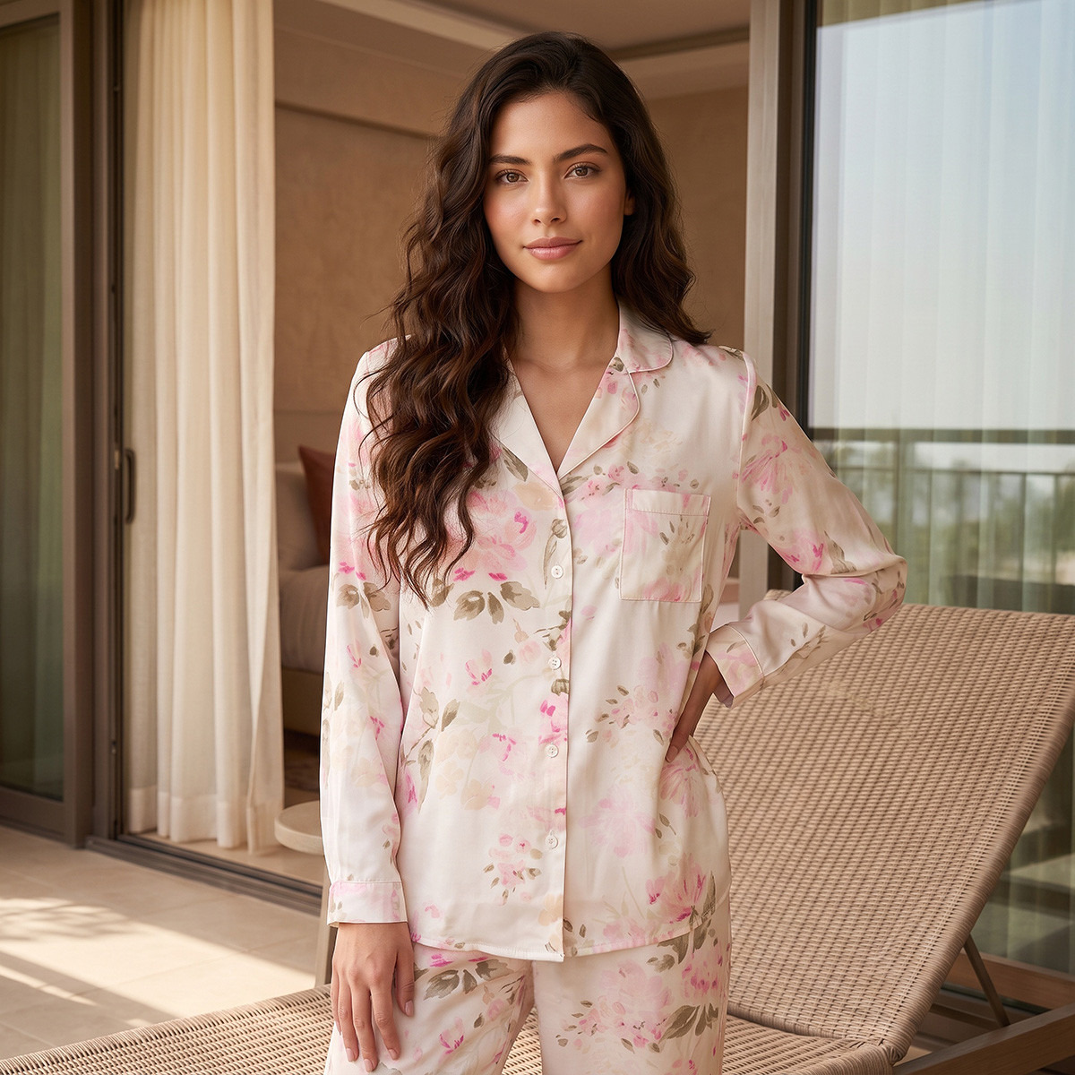 طقم قميص وبنطلون بيجاما بطبعات زهرية من سبلاش فاف-women-clothing-nightwear-pyjamas-longsets-image-4