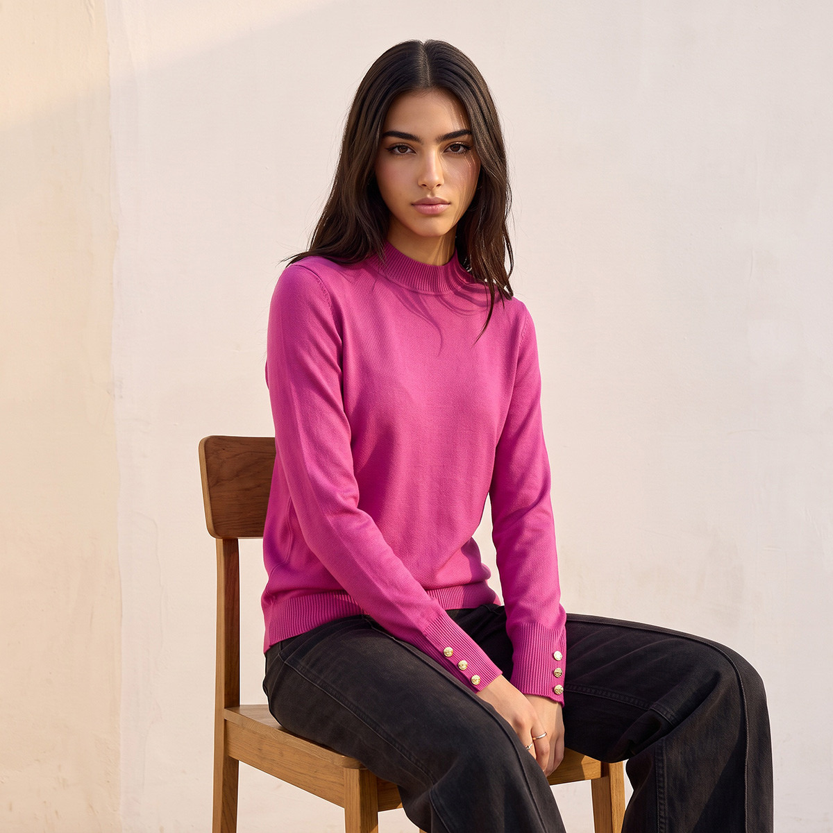 Splash Fav High Neck Textured Sweater-women-winterwear-cardigansandjumpers-jumpers-image-5
