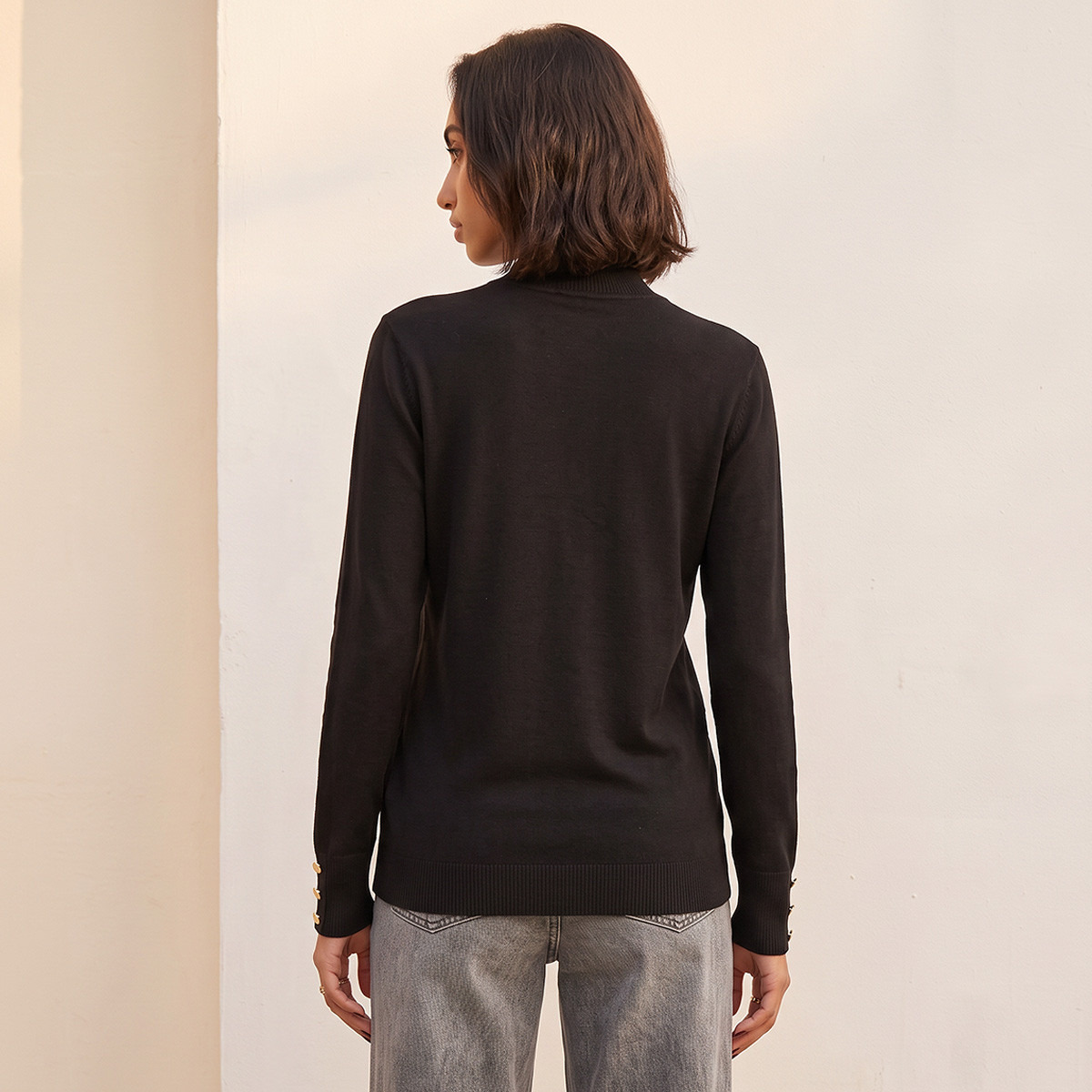 Splash Fav High Neck Textured Sweater-women-winterwear-cardigansandjumpers-jumpers-image-3