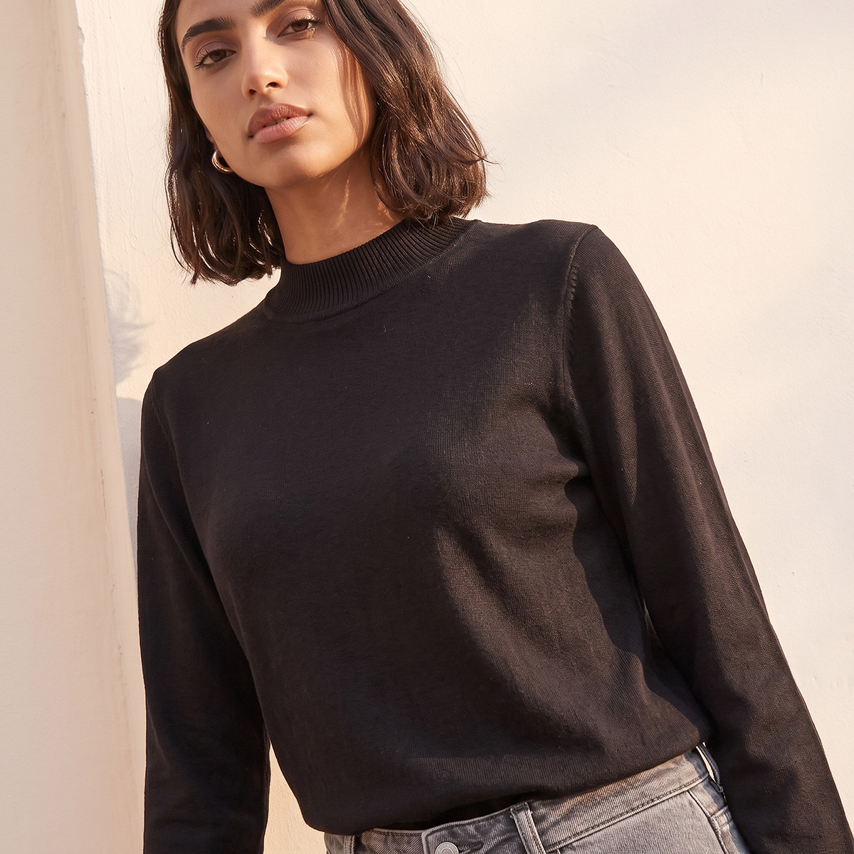 Splash Fav High Neck Textured Sweater-women-winterwear-cardigansandjumpers-jumpers-image-4